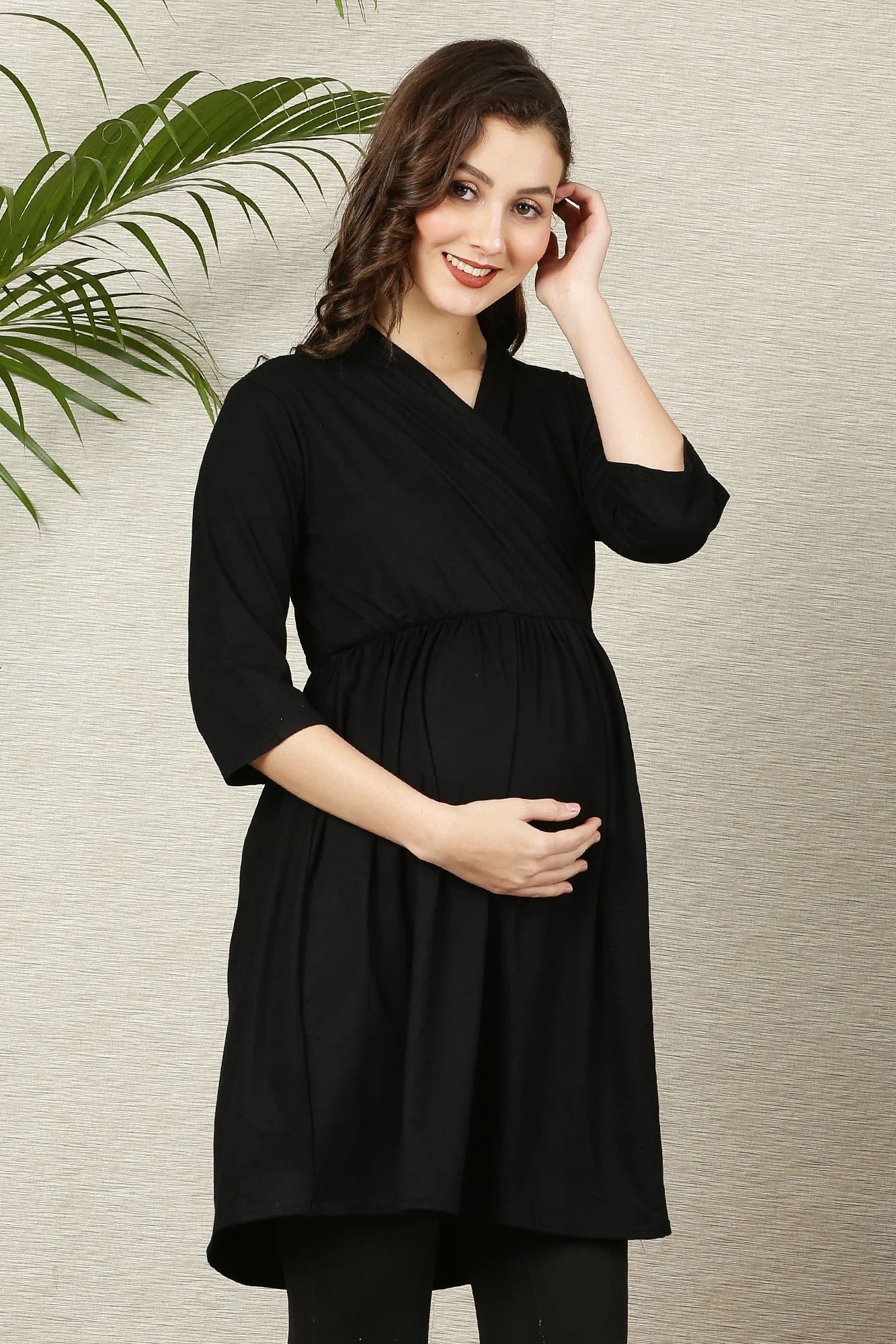 Winsome Black Maternity & Nursing Wrap Top - Chenance