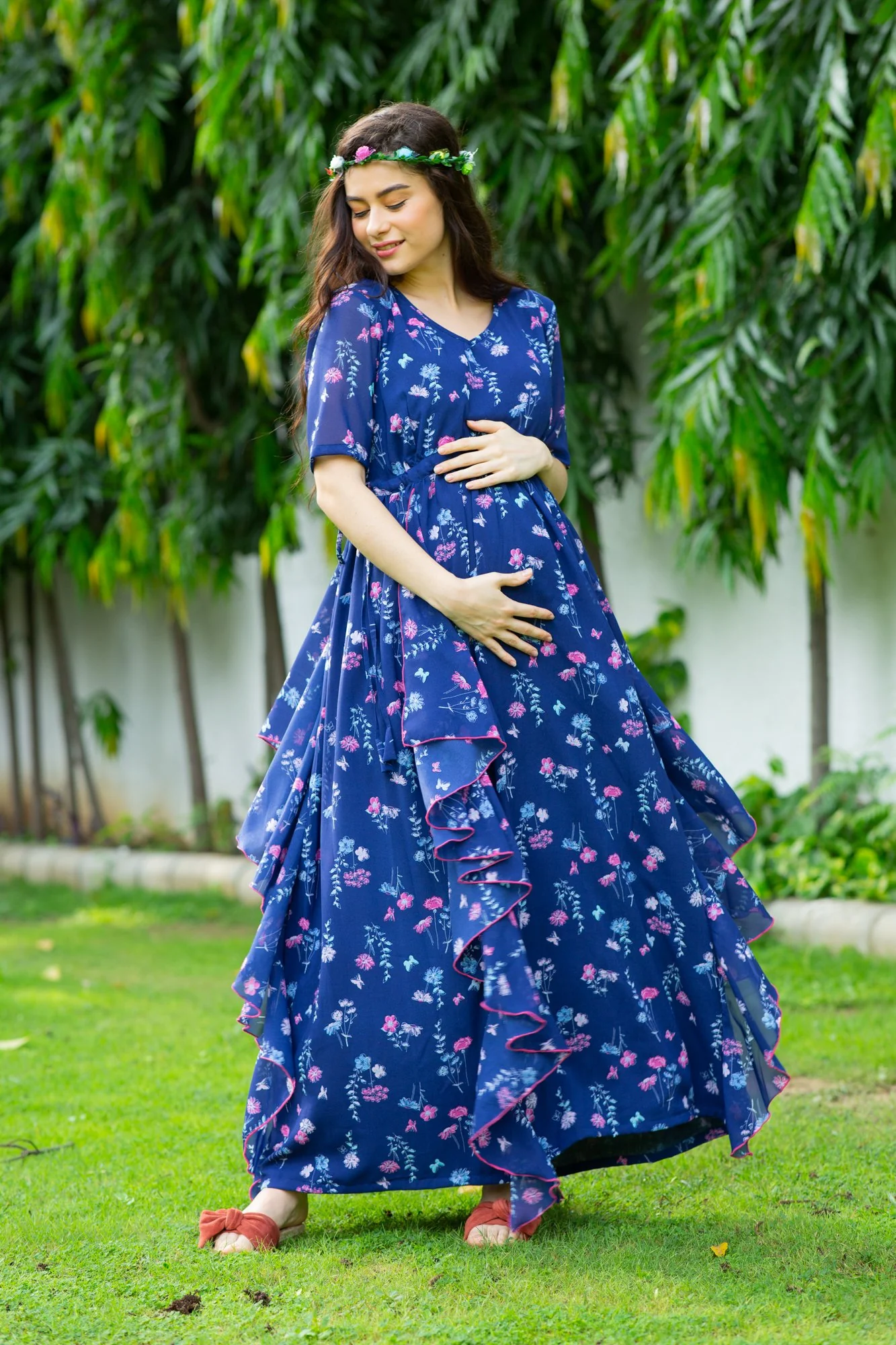 Azure Pink Maternity Flow Dress - Chenance