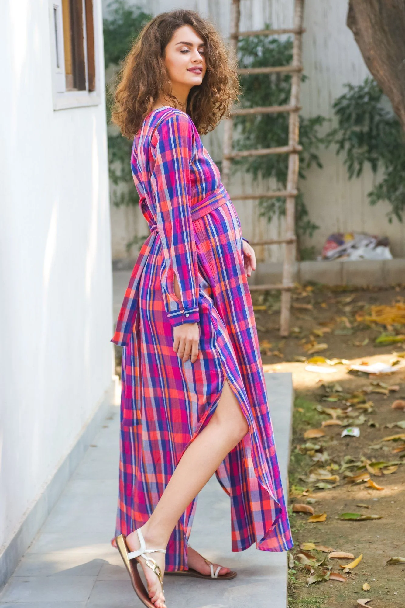 Mixed Berry Plaid Maternity & Nursing Dress - Chenance