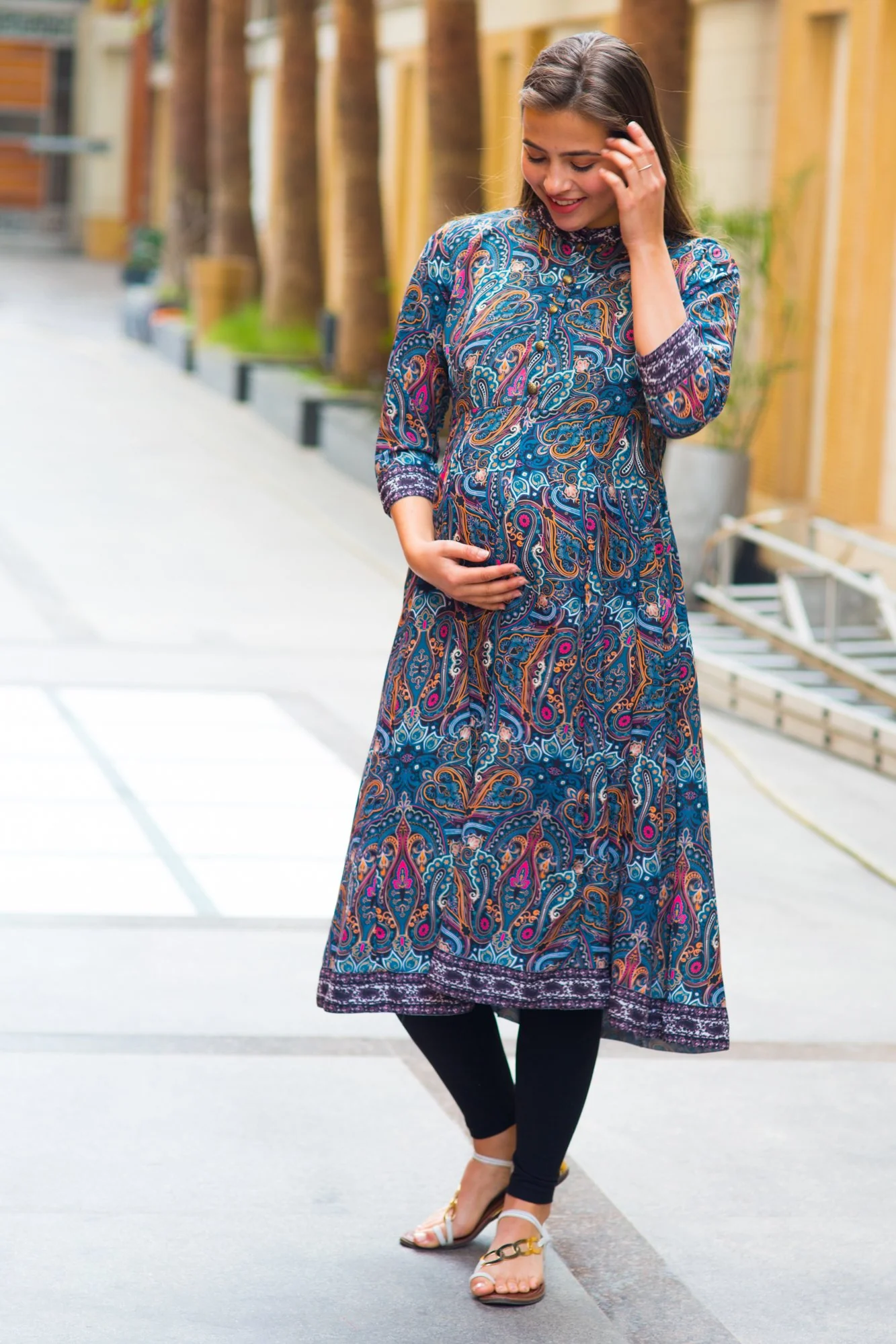 Elegant Paisley Maternity & Nursing Kurta - Chenance