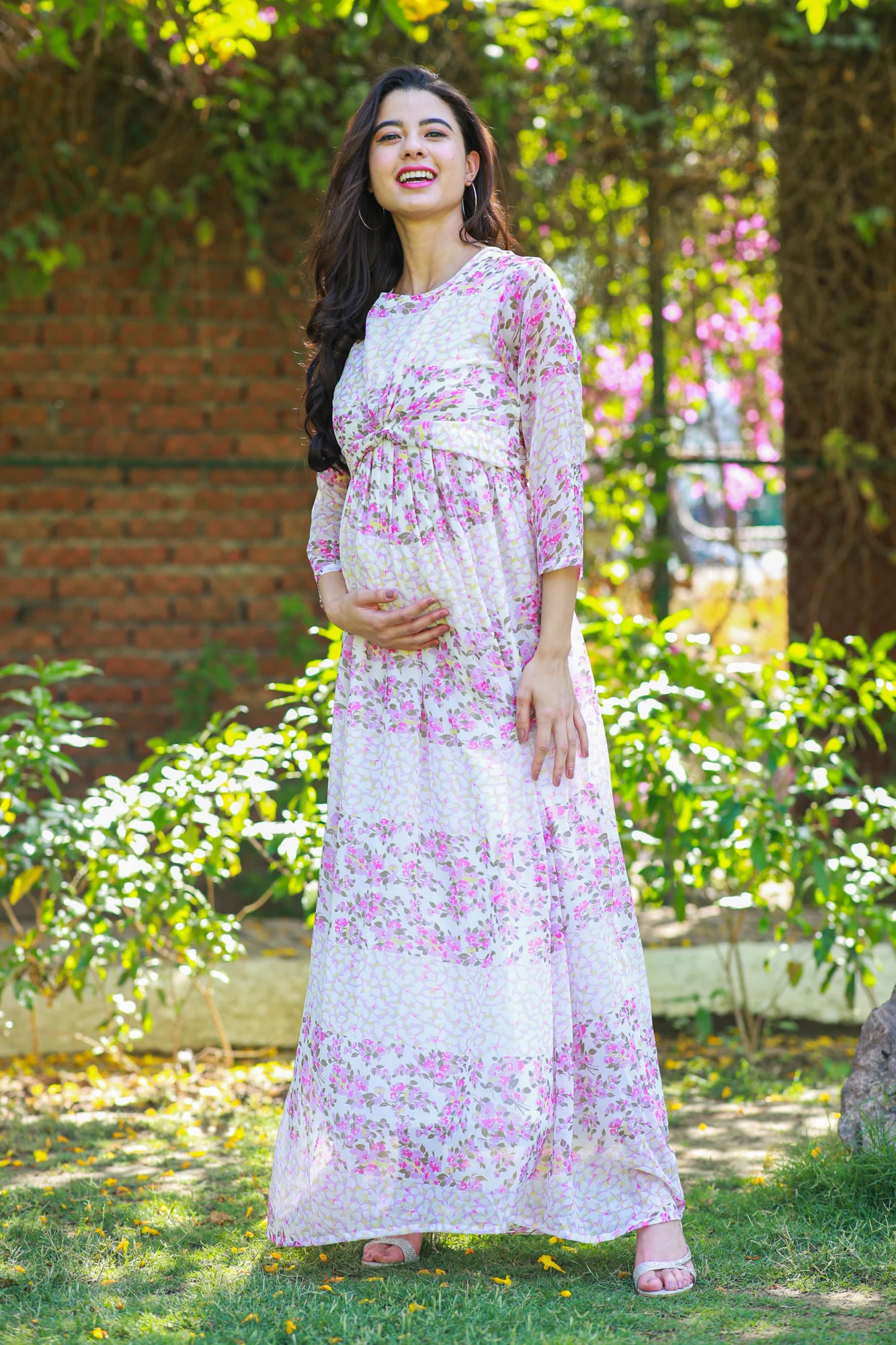 Luxe Rosy Pink Maternity Knot Dress - Chenance