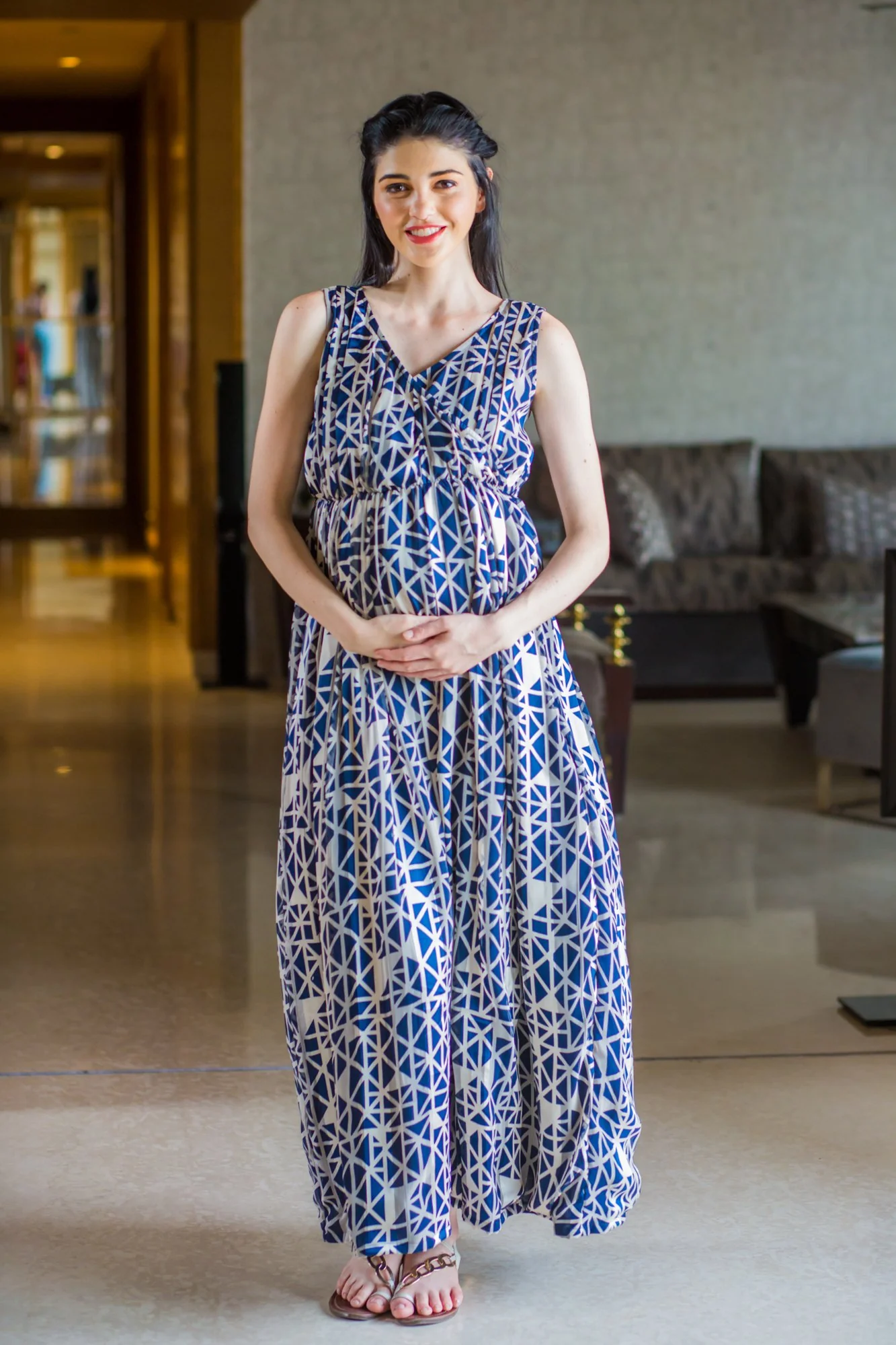 Elegant Patterened Maternity & Nursing Dress - Chenance