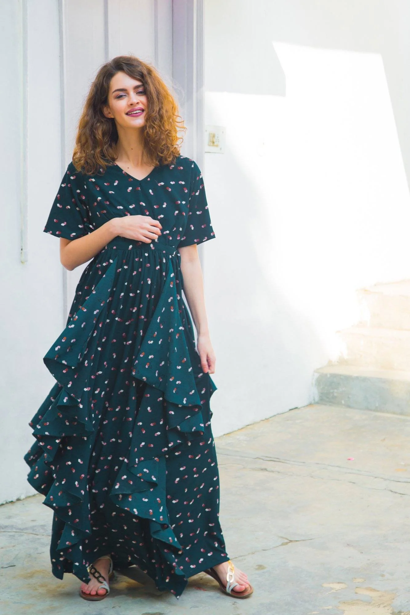 Jade Floral Luxe Maternity Flow Dress - Chenance