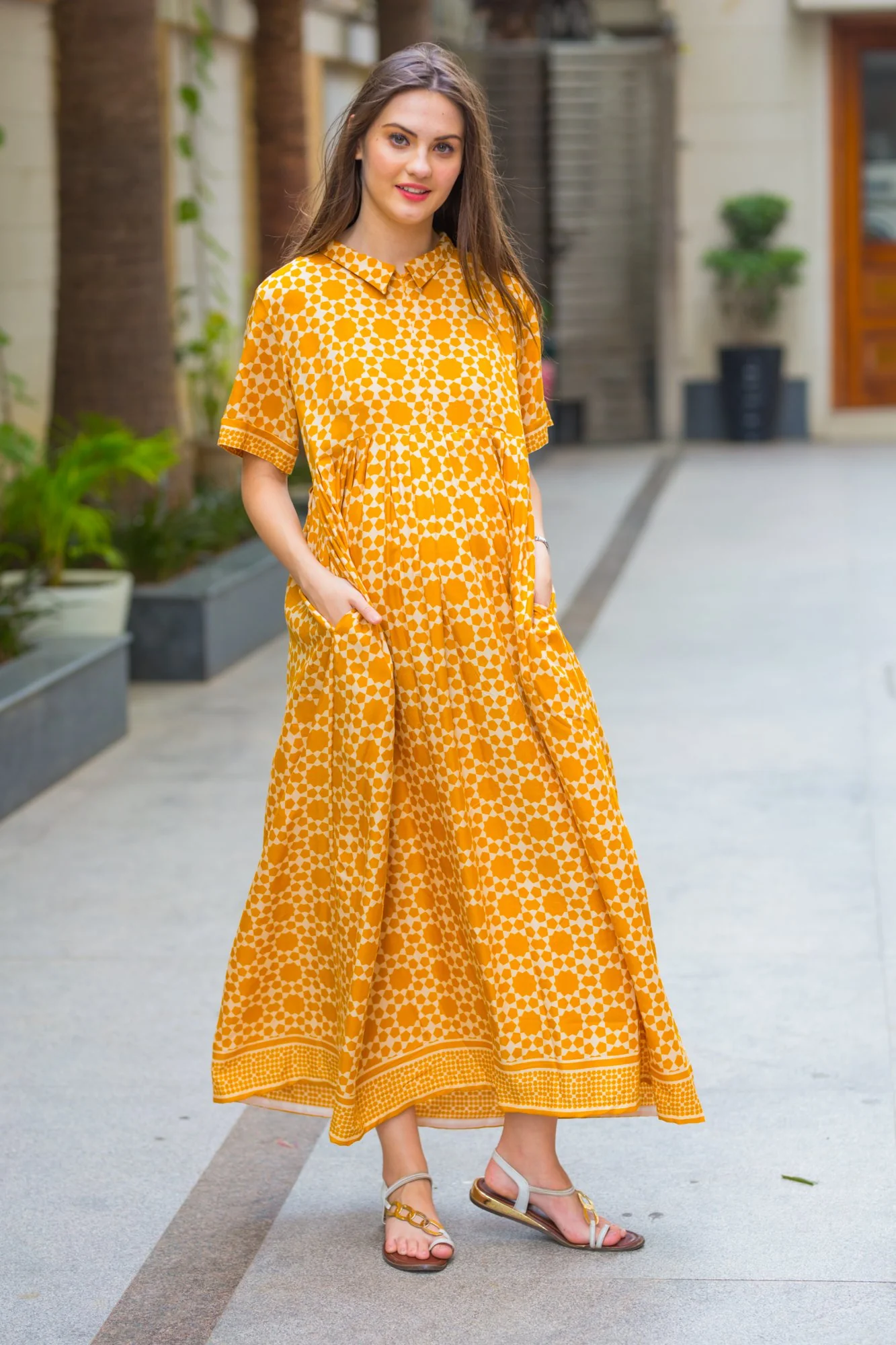 Sunny Printed Maternity & Nursing Dress - Chenance