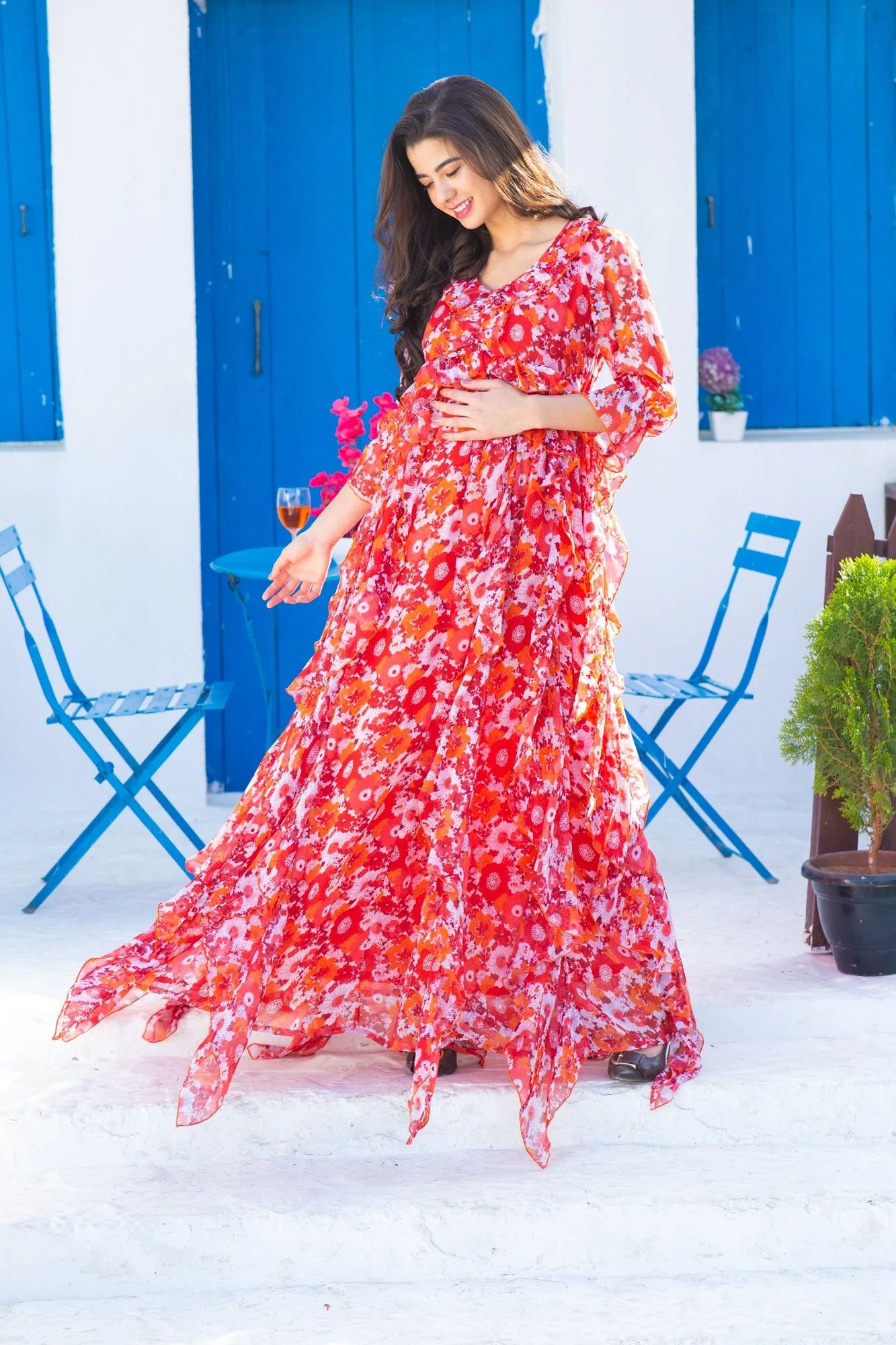 Cascading Cherry Bloom Maternity & Nursing Dress - Chenance