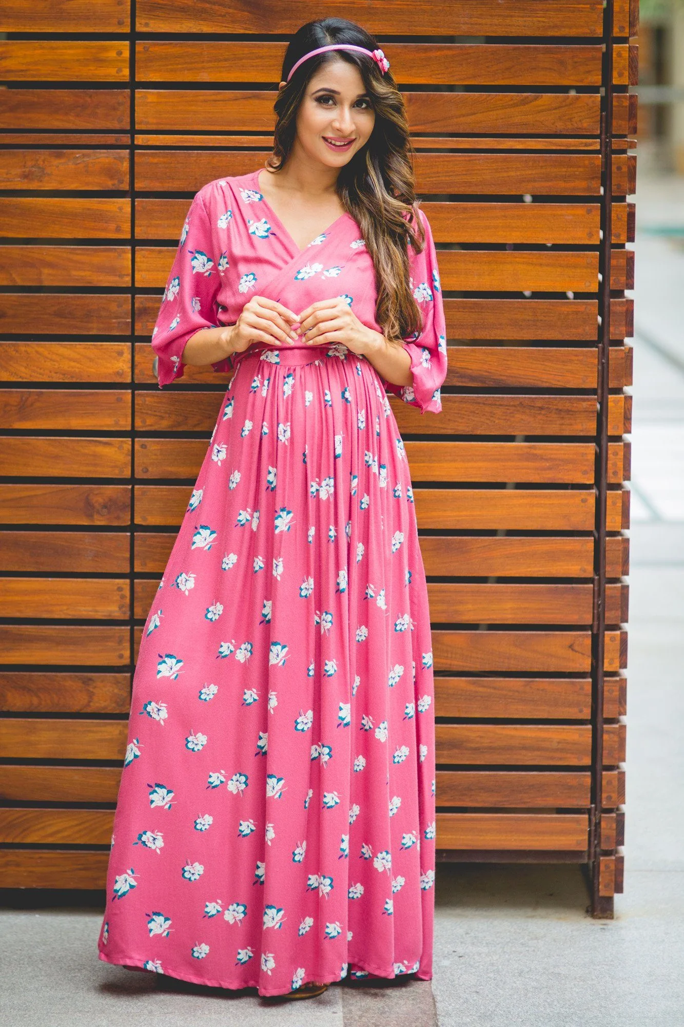 Pink Glow Lilly Maternity & Nursing Wrap Dress - Chenance