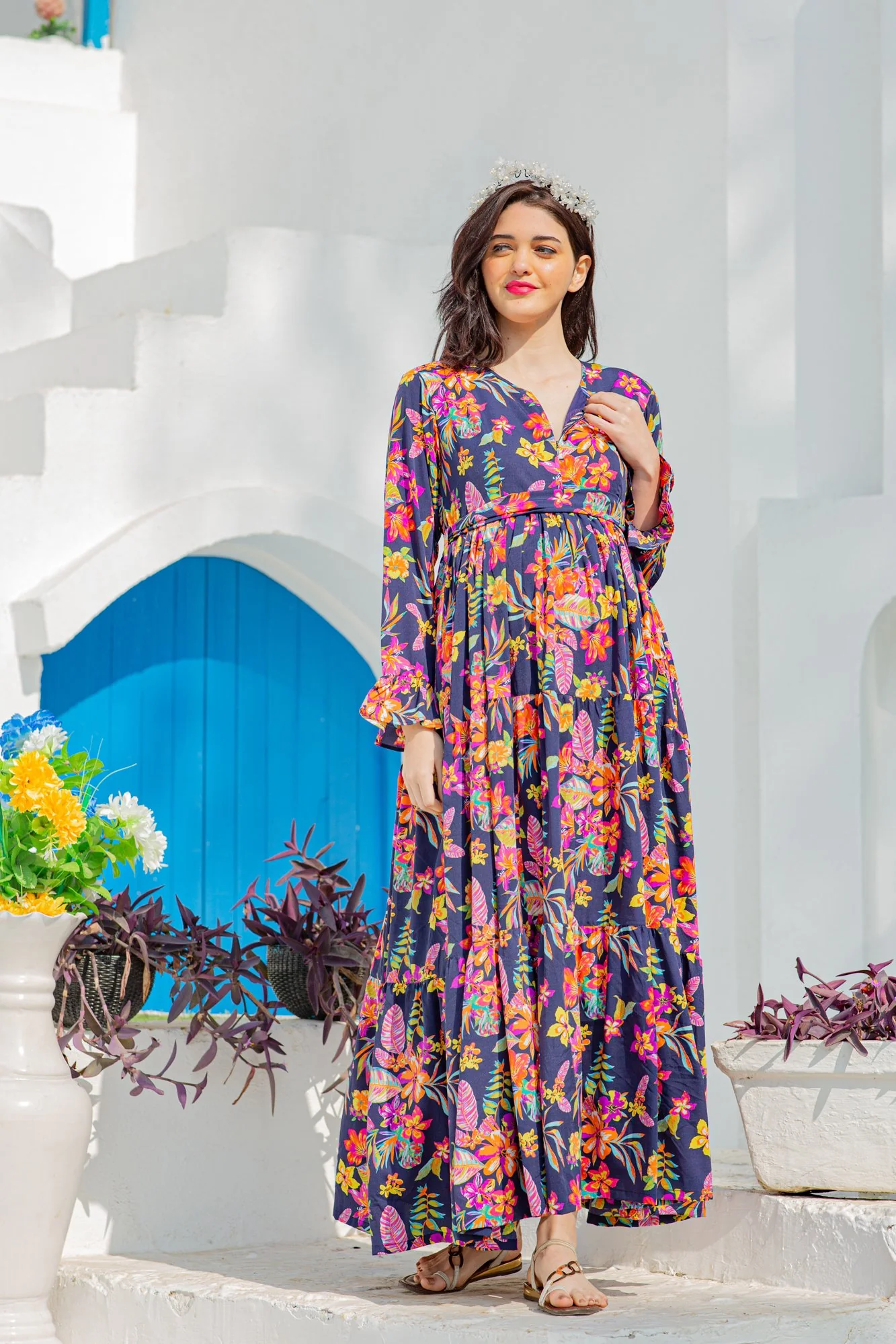 Joyful Blossom Maternity & Nursing Layer Dress - Chenance