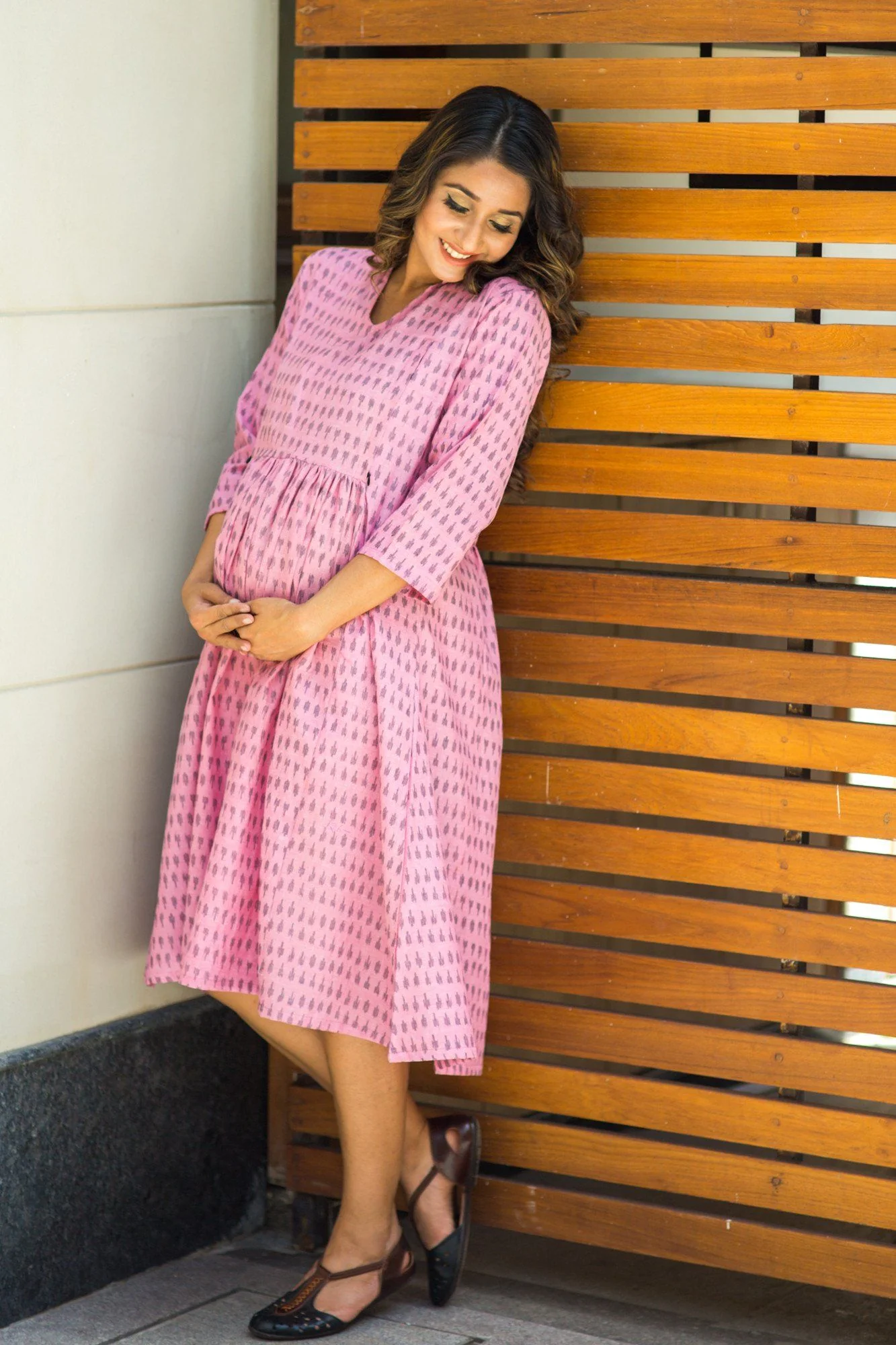 Pink Ikat Print Maternity and Nursing Tunic - Chenance