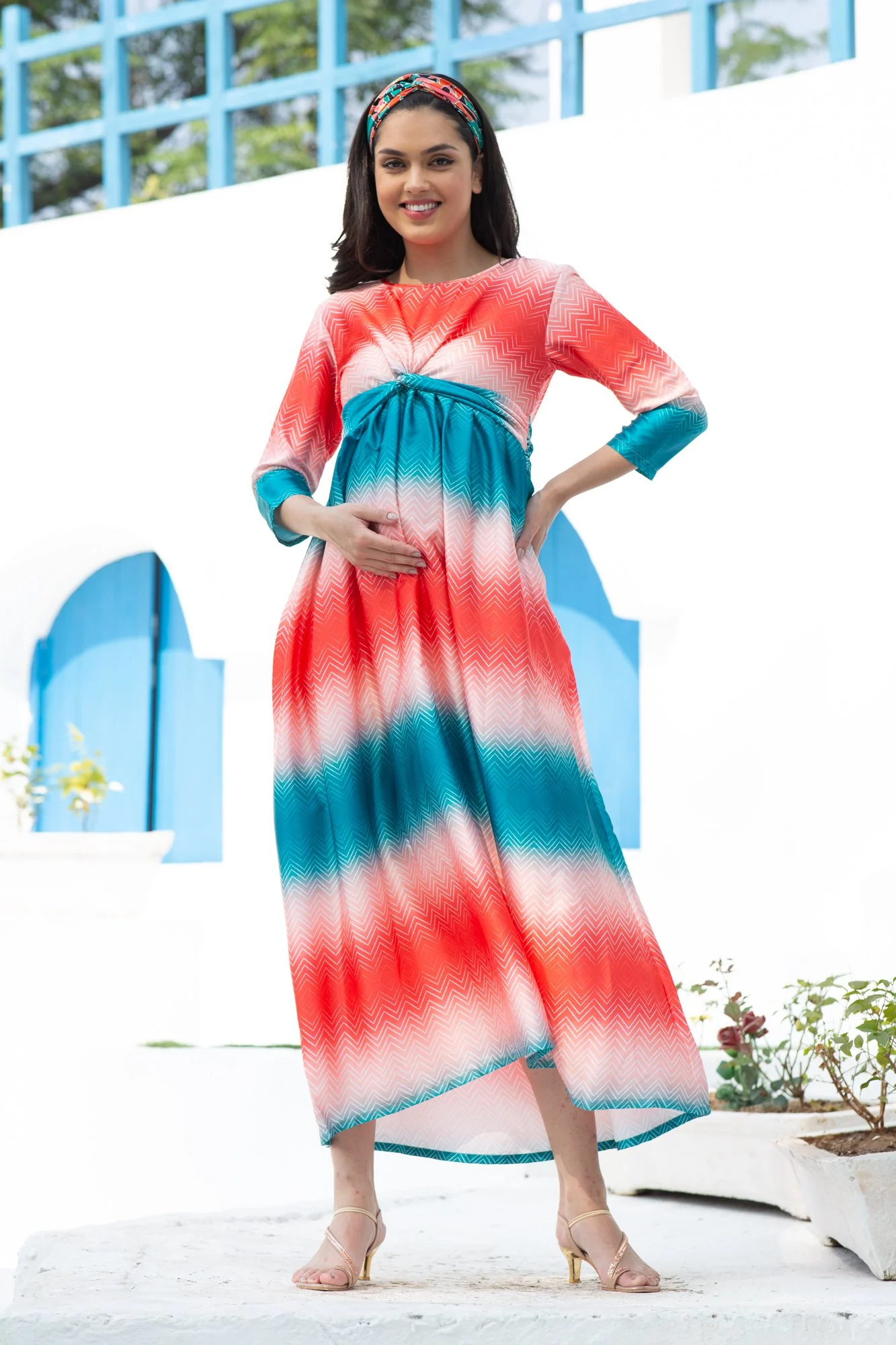 Luxe Nautical Ombre Maternity Knot Dress - Chenance