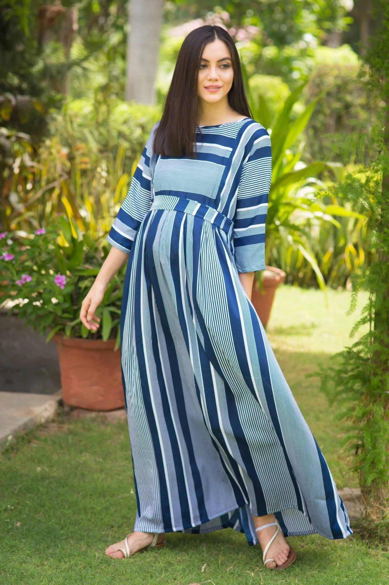 Nautical Crepe Maternity & Nursing Maxi - Chenance