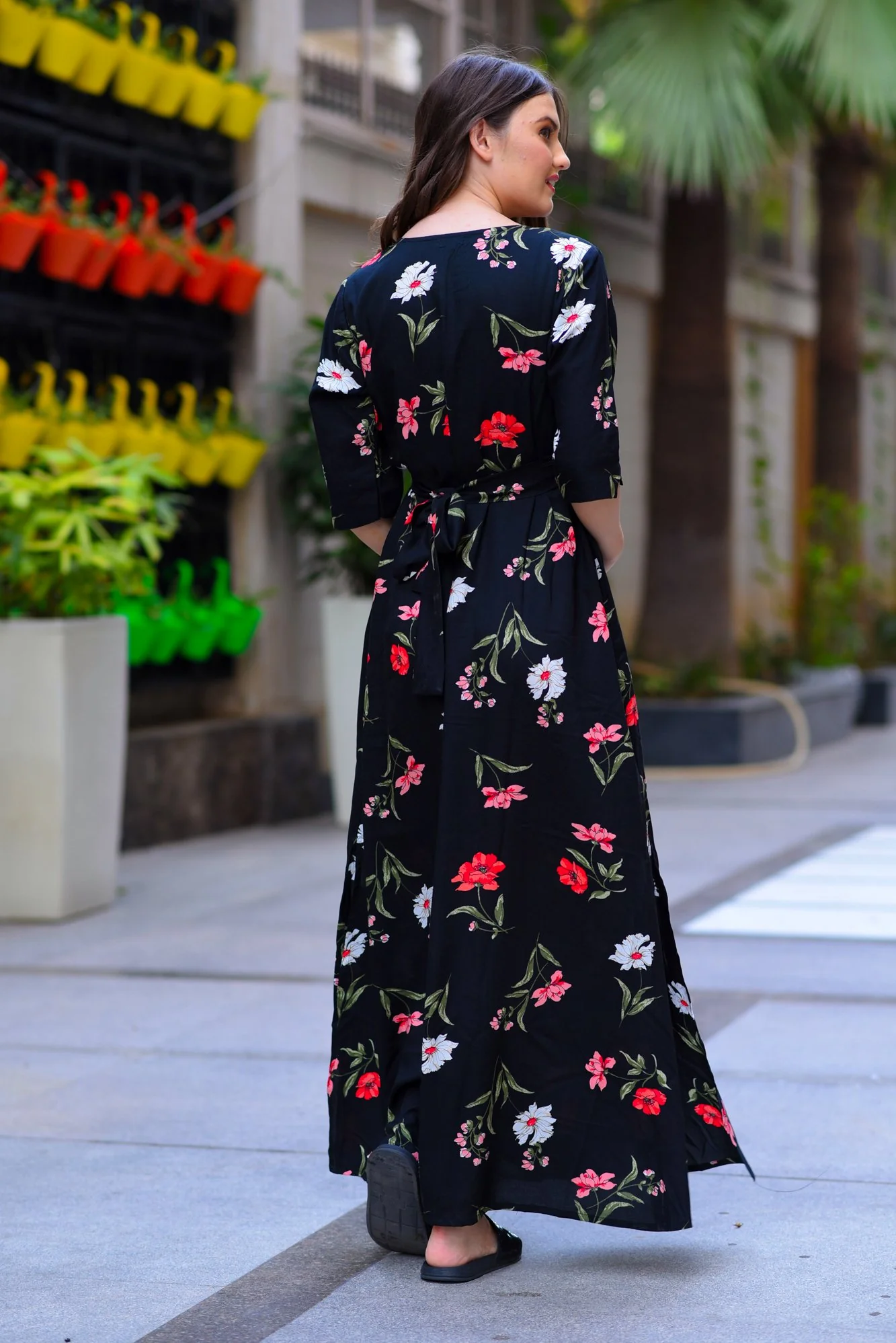 Midnight Side Slit Maternity & Feeding Dress - Chenance