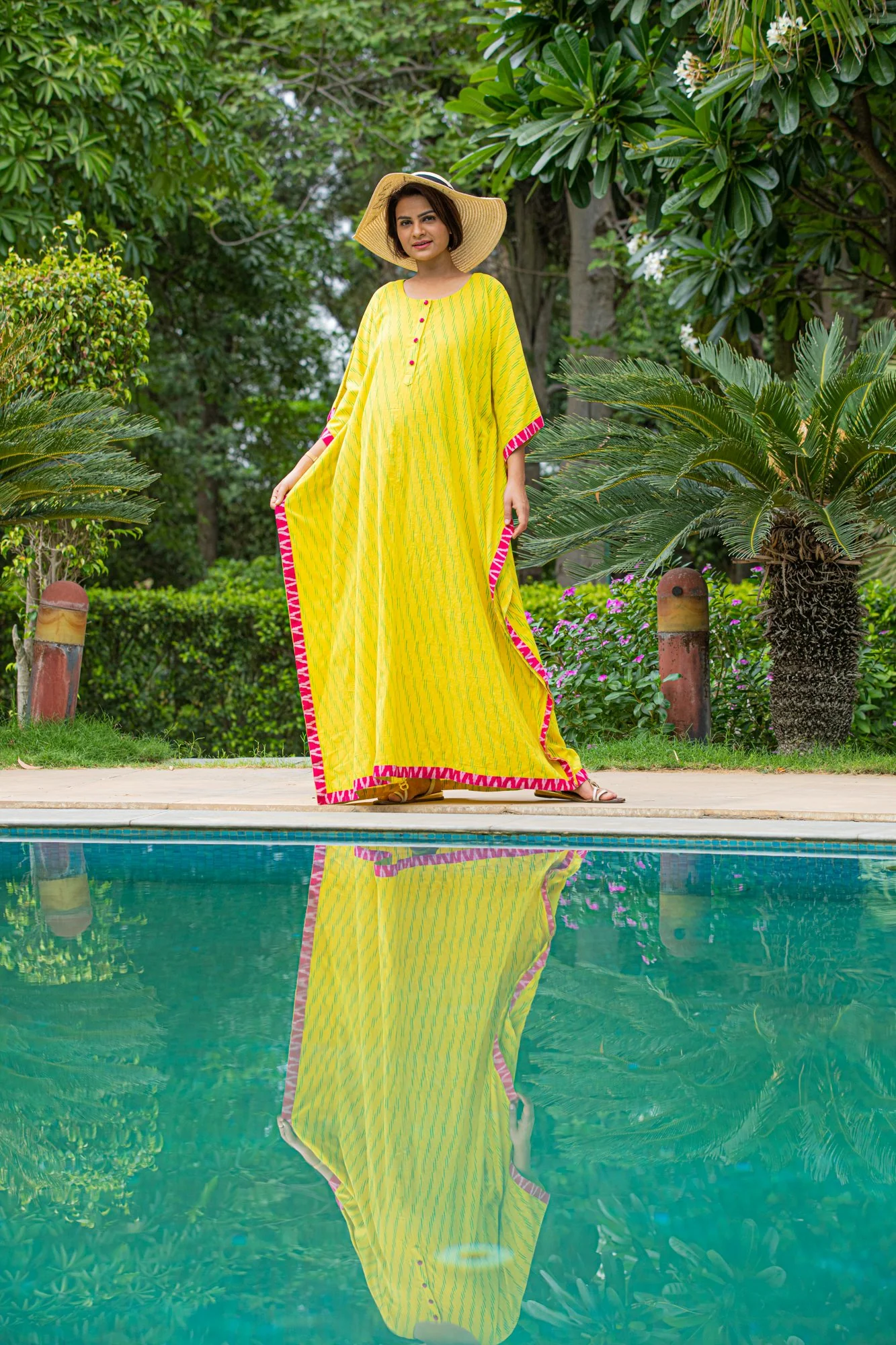 Canary Yellow Maternity & Nursing Kaftan Dress - Chenance