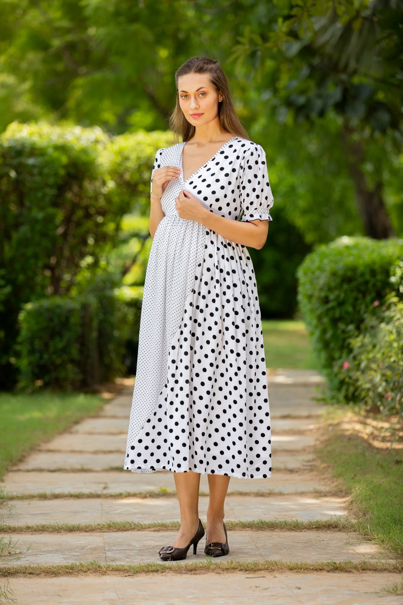 Peppy Polka Maternity & Nursing Dress - Chenance