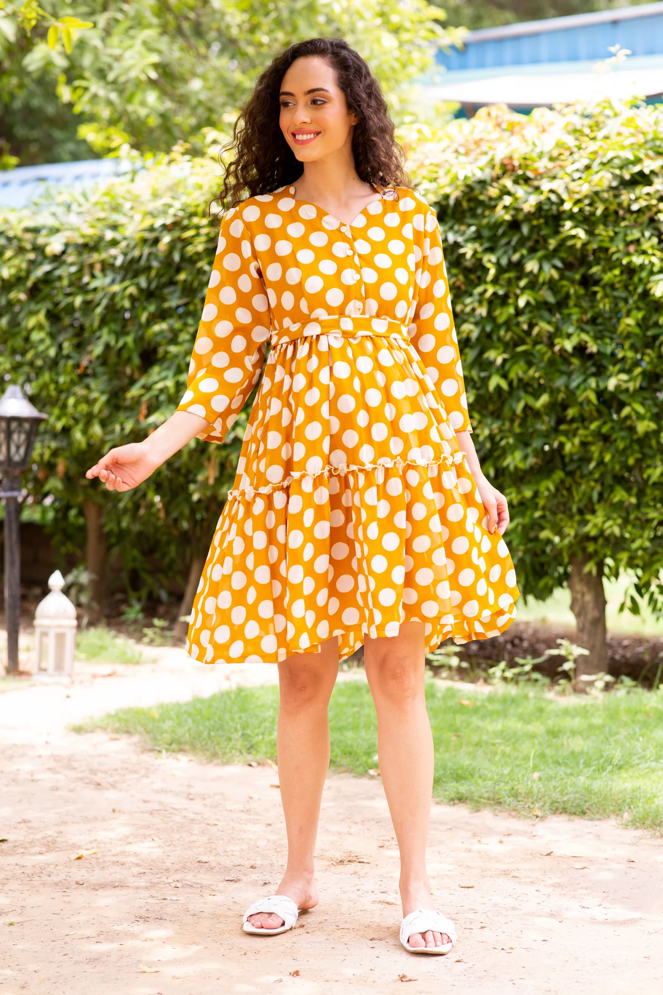 Timeless Yellow Polka Maternity & Nursing Dress - Chenance