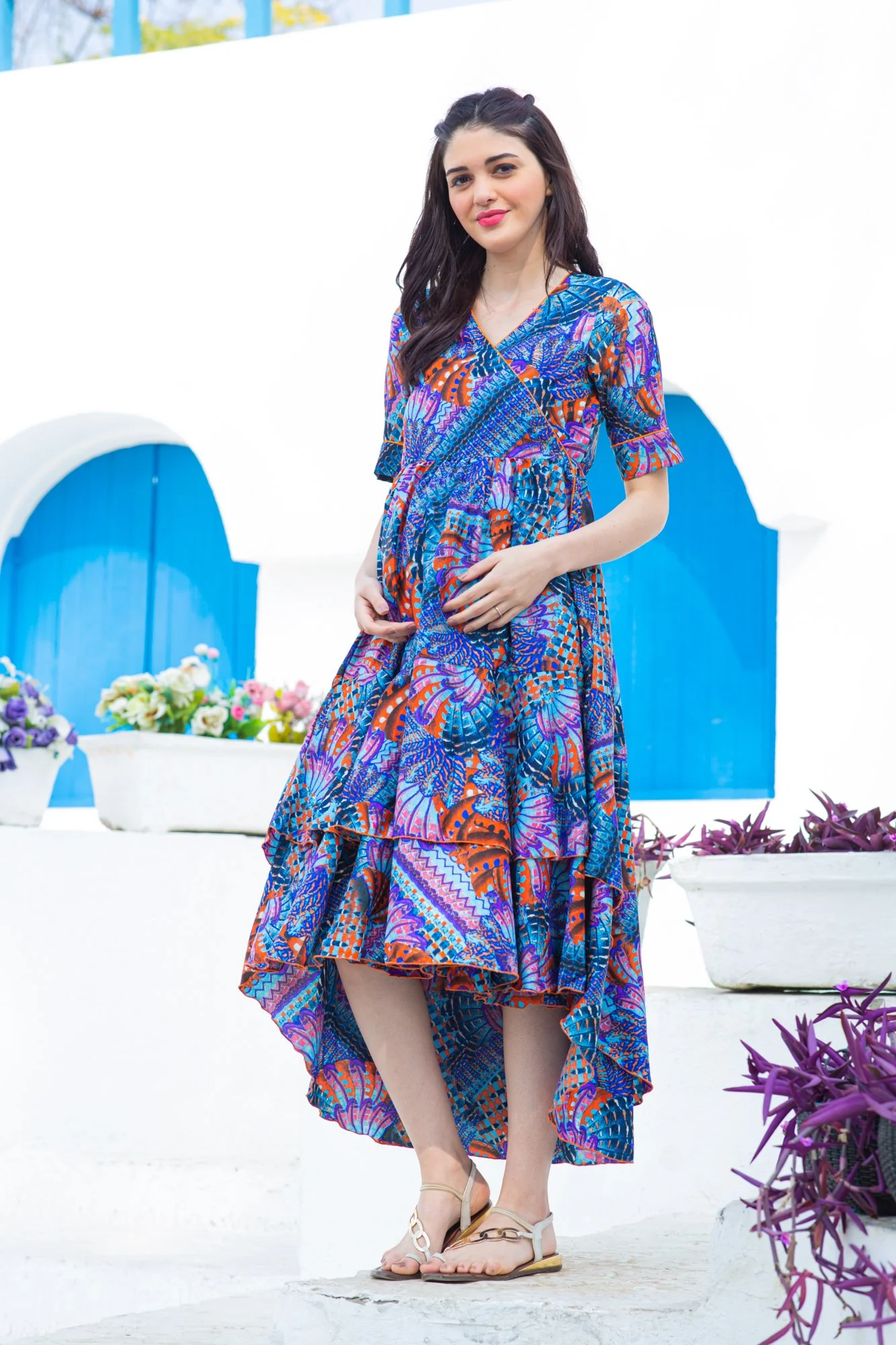 Sea Shells Maternity & Nursing Flair Dress - Chenance