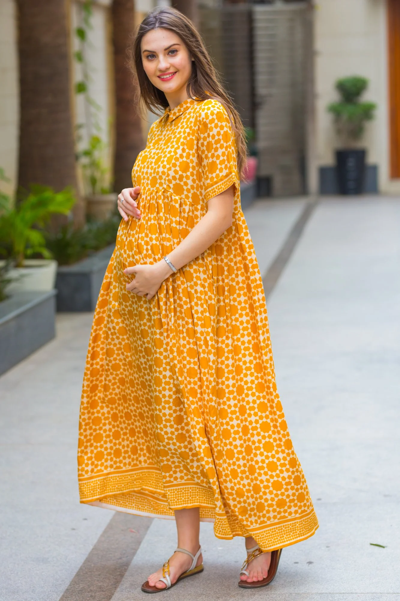 Sunny Printed Maternity & Nursing Dress - Chenance