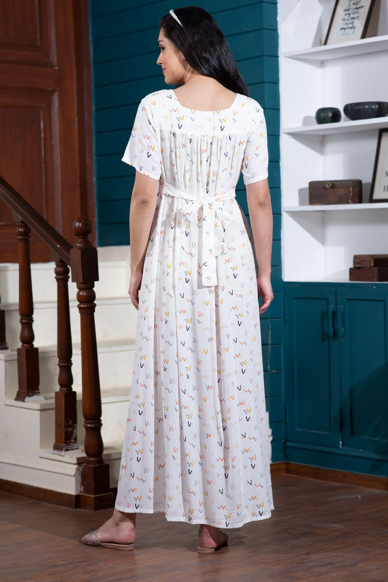 Beautiful Abstract Maternity & Nursing Night Dress - Chenance