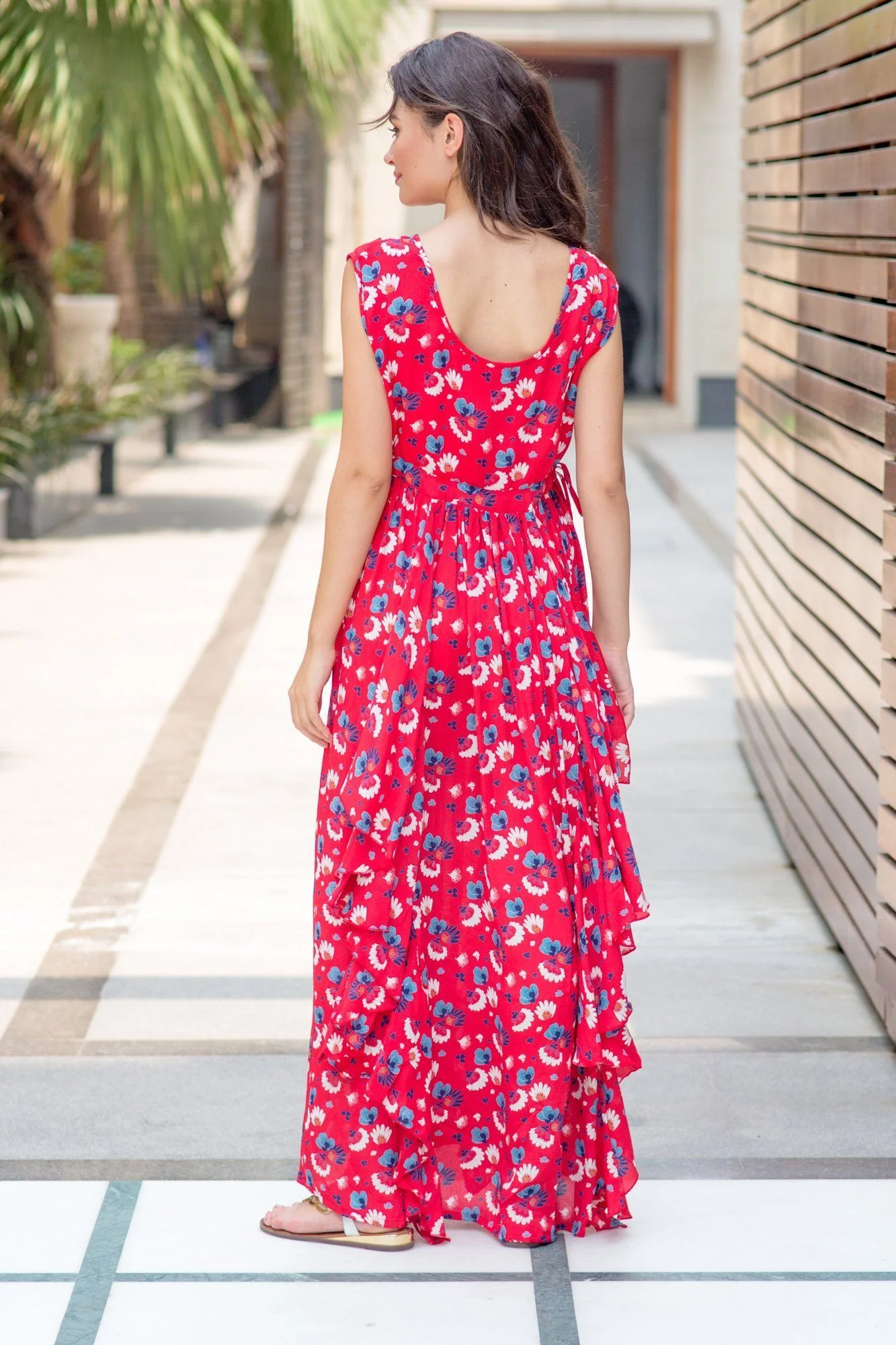 Raspberry Red Floral Luxe Maternity Dress - Chenance