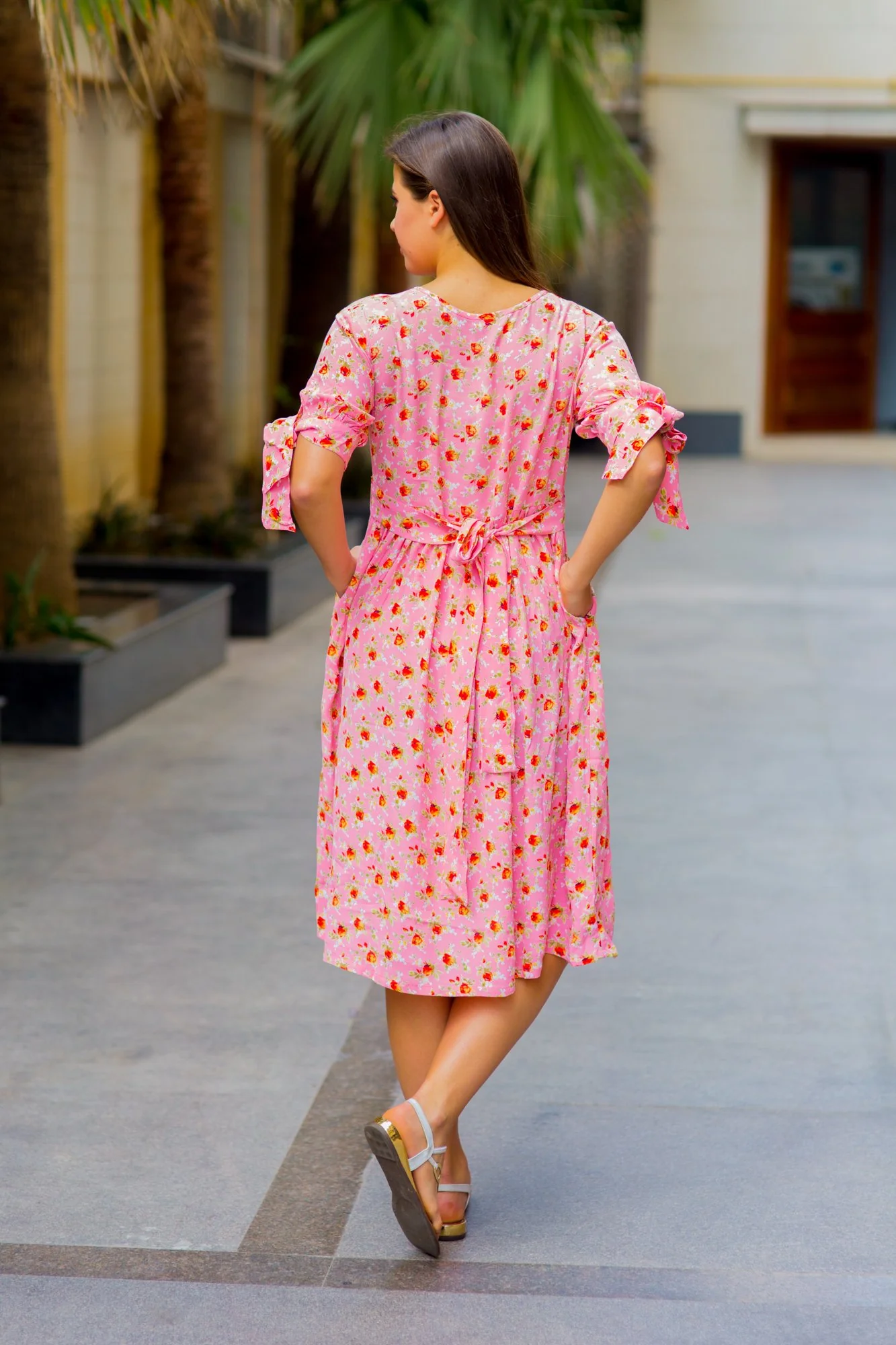 Fresh Pink Floral Maternity & Nursing Dress - Chenance