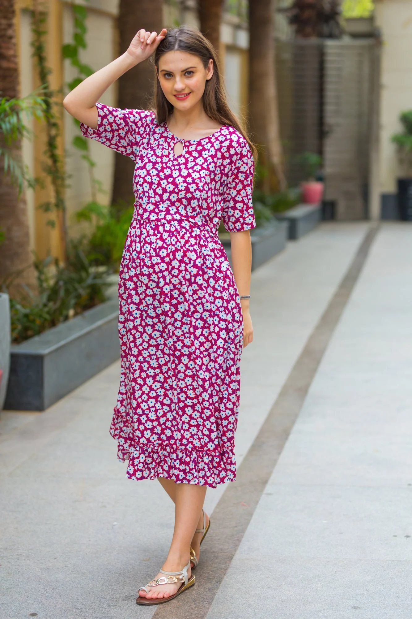 Pristine Chic Concealed Zips Nursing Dress - Chenance