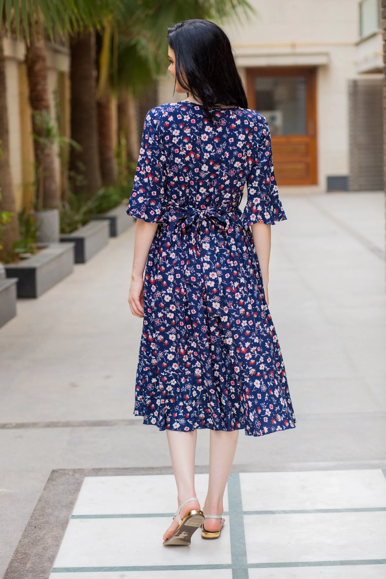 Midnight Blue Maternity & Nursing Front Zip Dress - Chenance