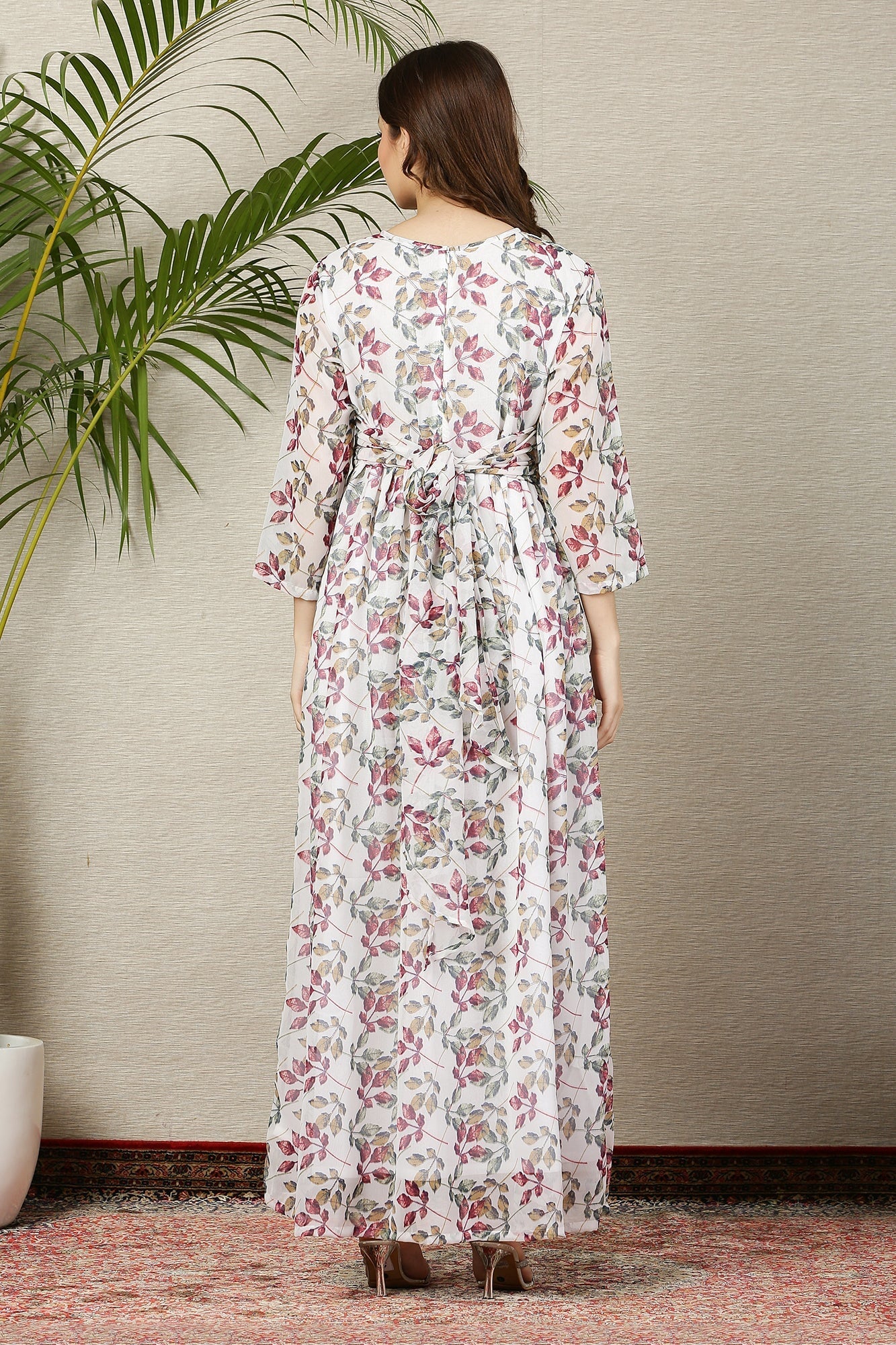 Pristine White Tropical Maternity Knot Dress - Chenance