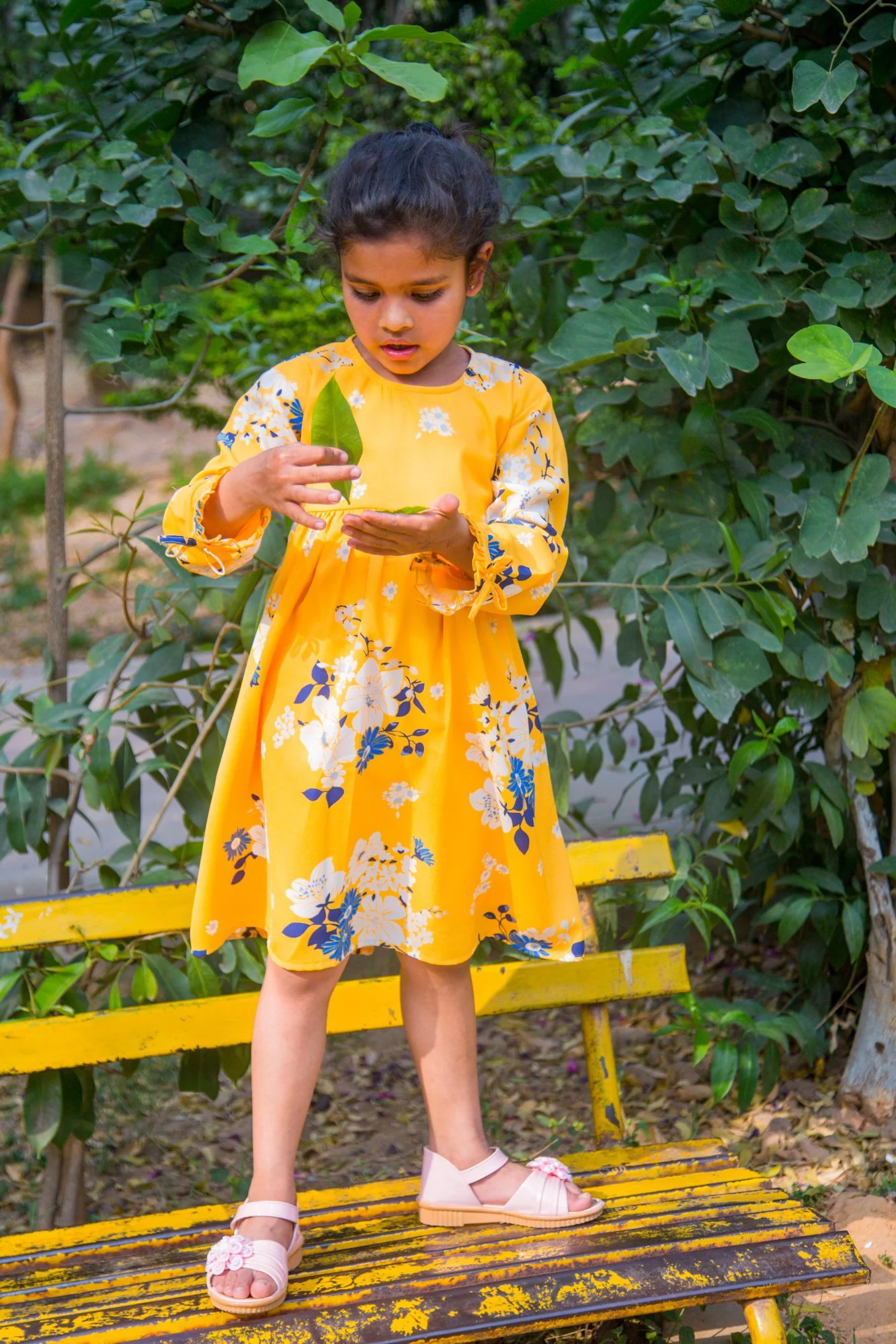 Hello Yellow Back Tie Crepe Dress (1 yr to 8 years) - Chenance