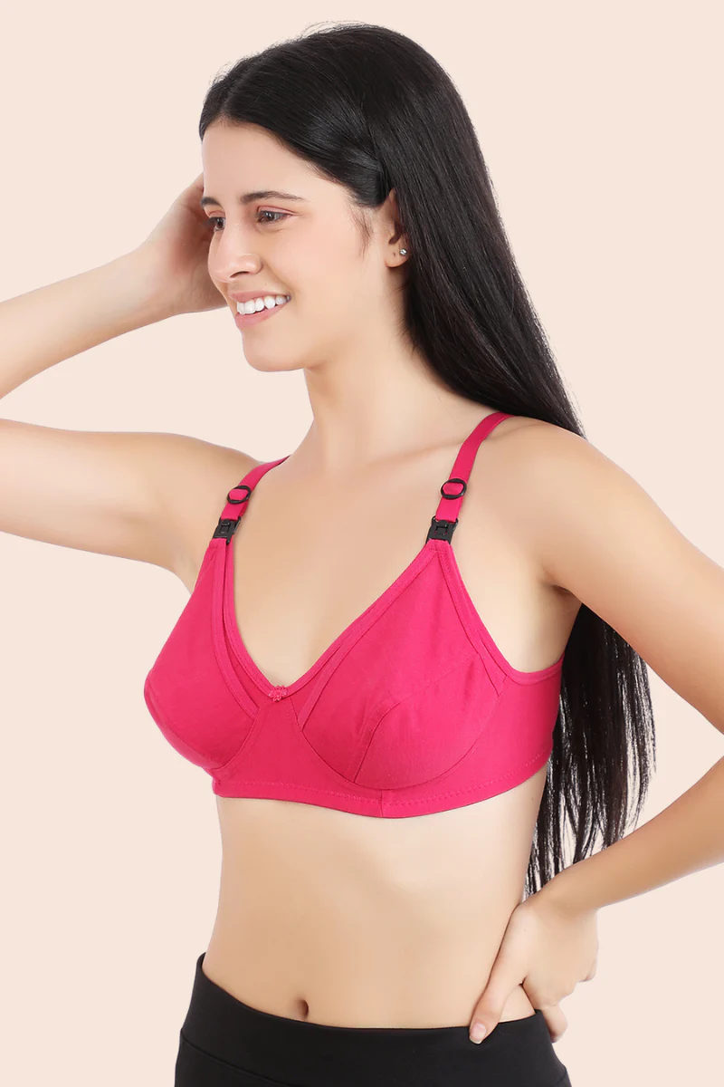 Momzjoy Tribe Fuchsia Pink Maternity & Nursing Bra - Chenance