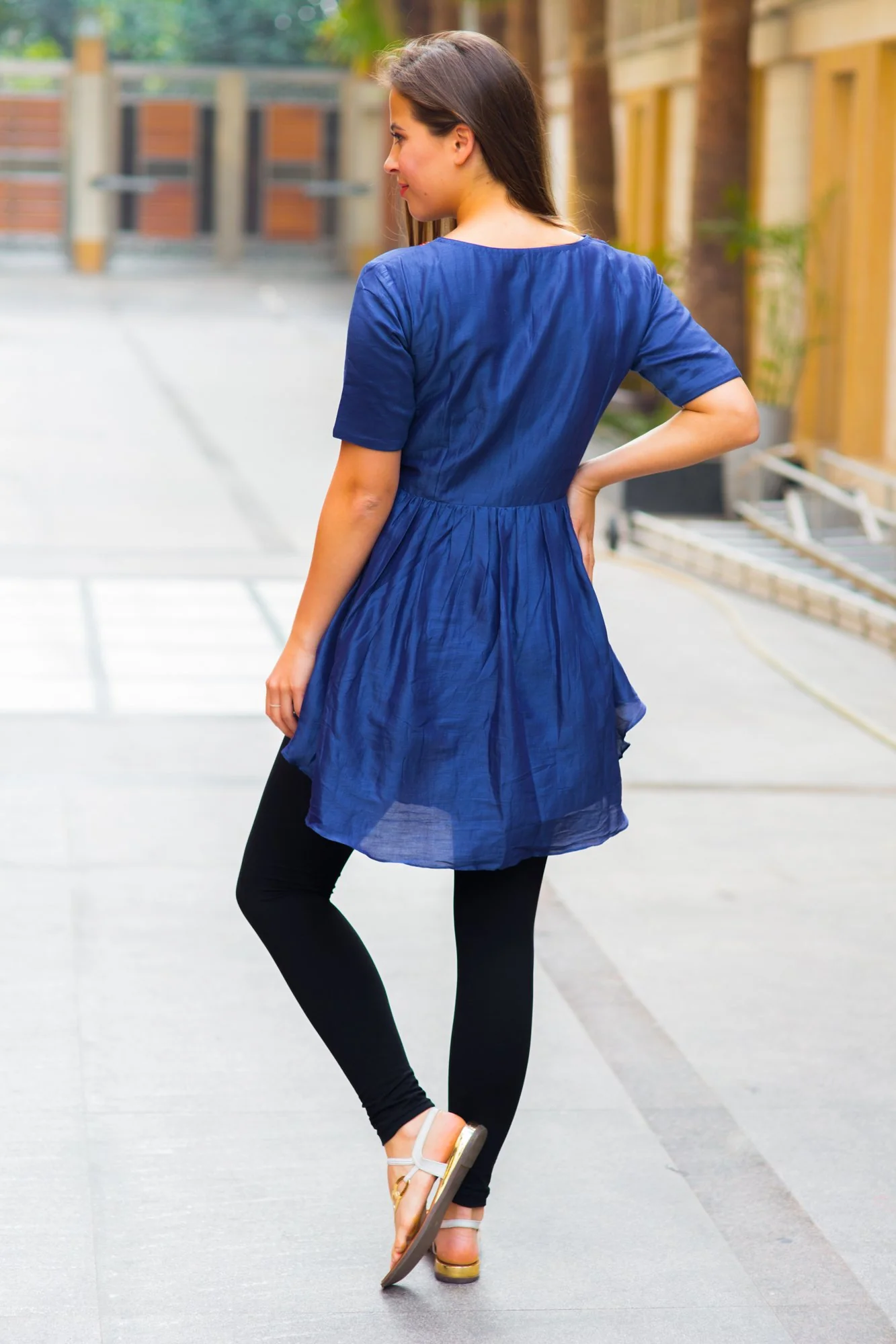 Premium Blue Embroidered Nursing Top - Chenance