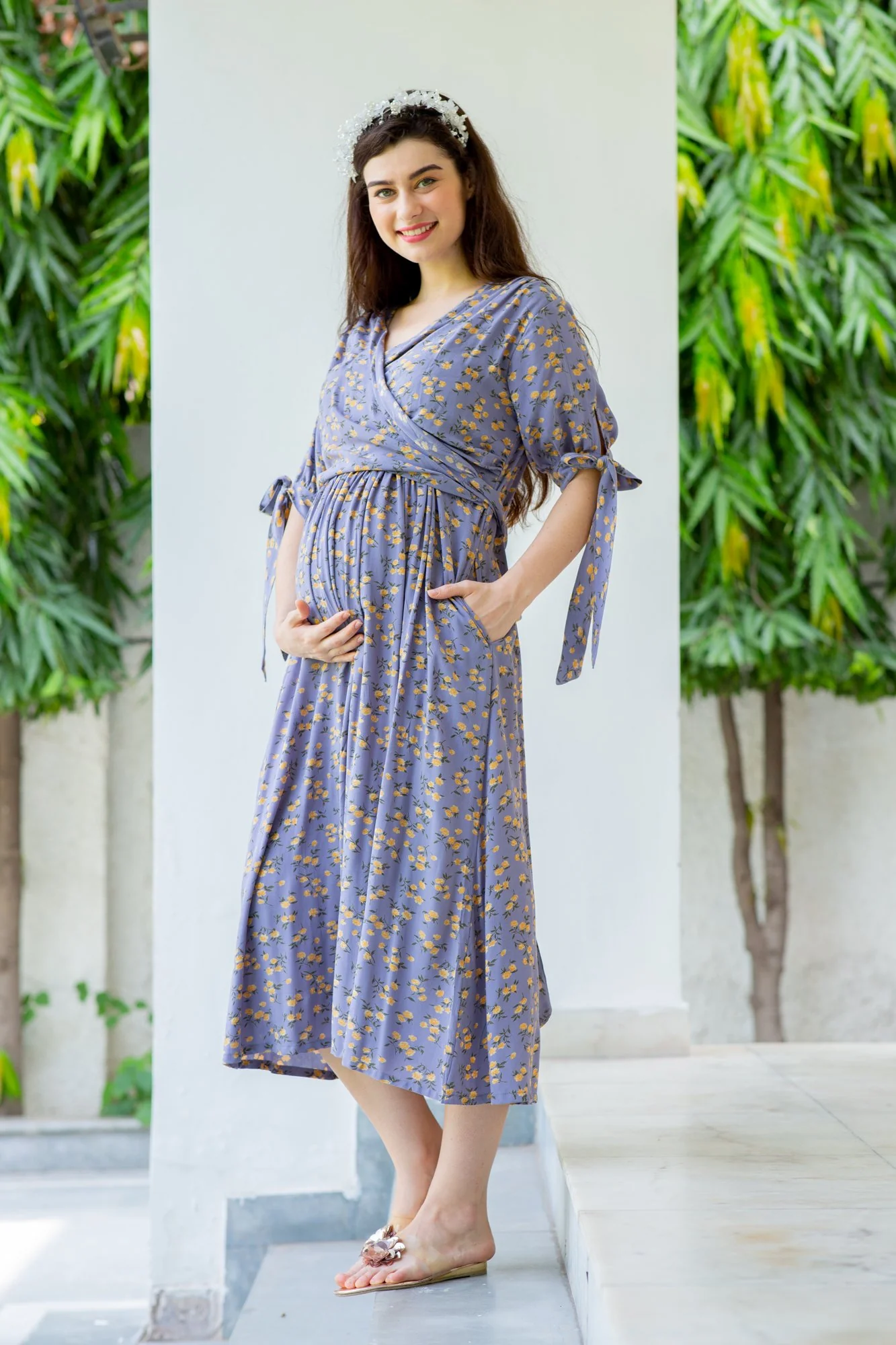 Mulberry Maternity & Nursing Midi Wrap Dress - Chenance