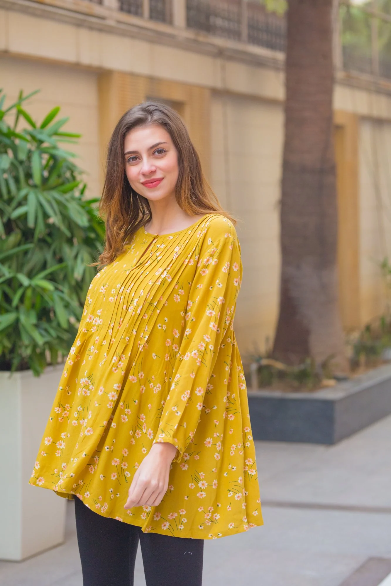 Olive Pintucks Maternity & Nursing Top - Chenance