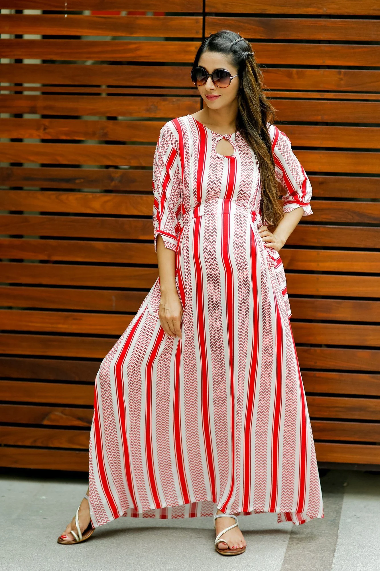 Ruby Rail Side Slit Concealed Zips Feeding Dress - Chenance