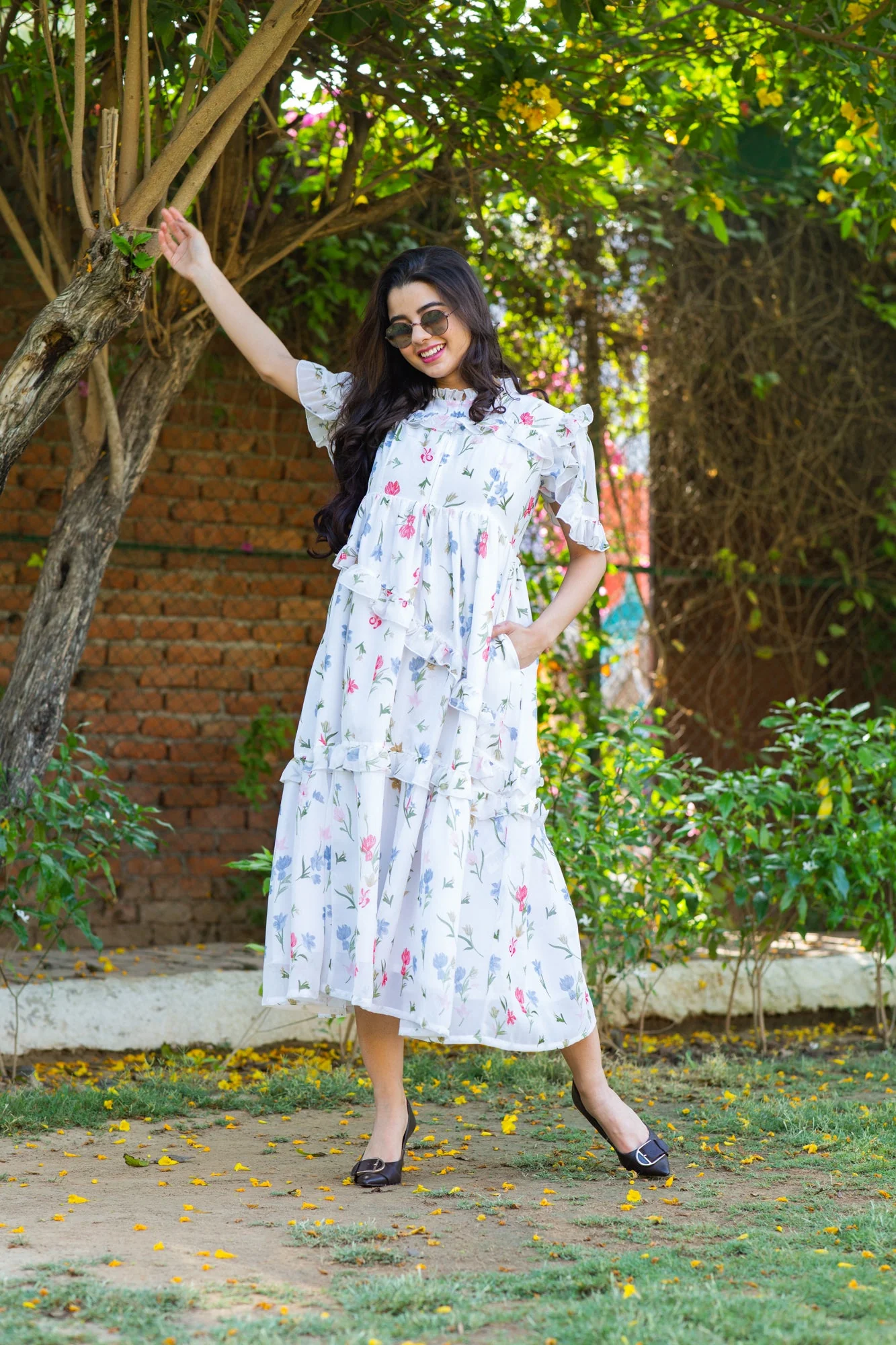 Angelic White Bloom Maternity & Nursing Frill Dress - Chenance