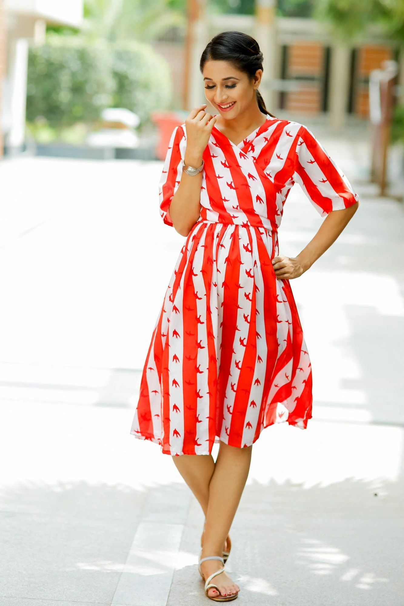 Red Sparrow Crepe Nursing Wrap Dress - Chenance