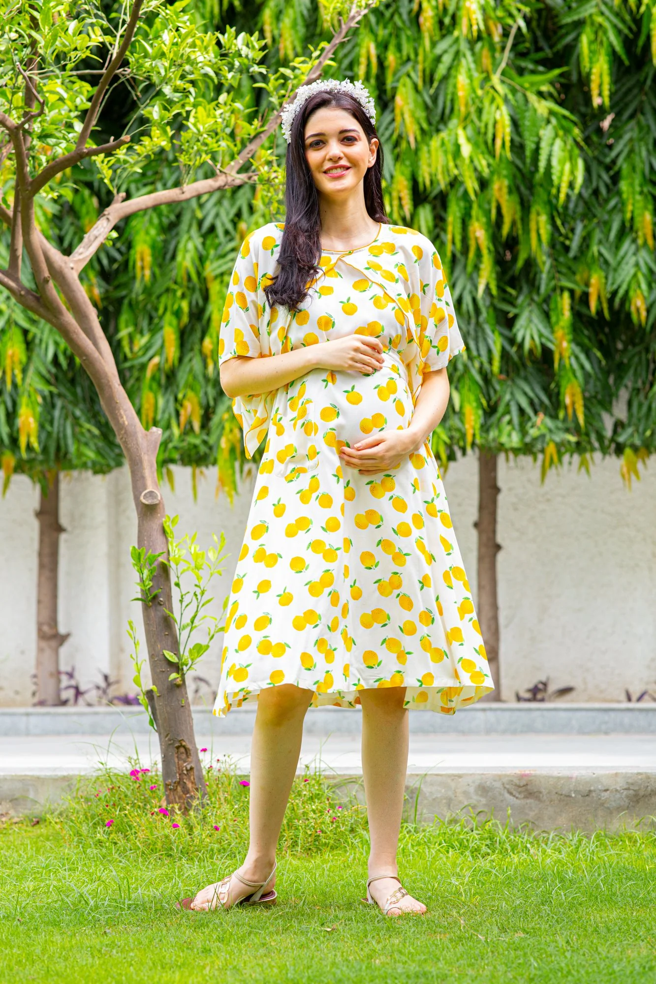 Honey Lemon Maternity & Nursing Flap Dress - Chenance