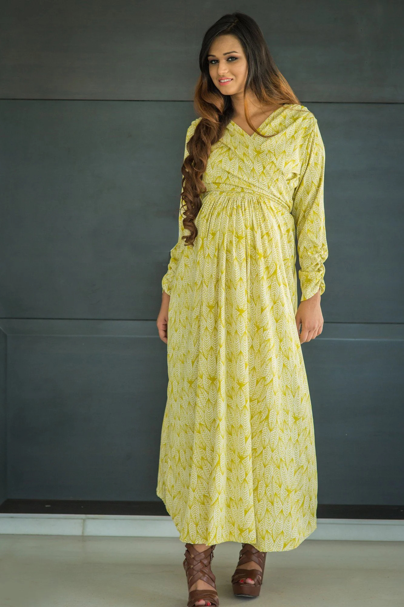 Lemon Print Maternity & Nursing Dress - Chenance