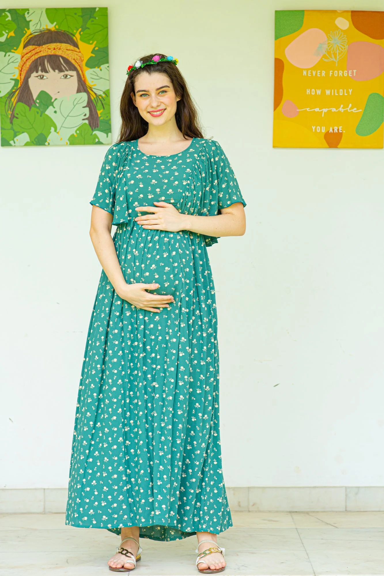 Emerald Berry Maternity & Nursing Flap Dress - Chenance