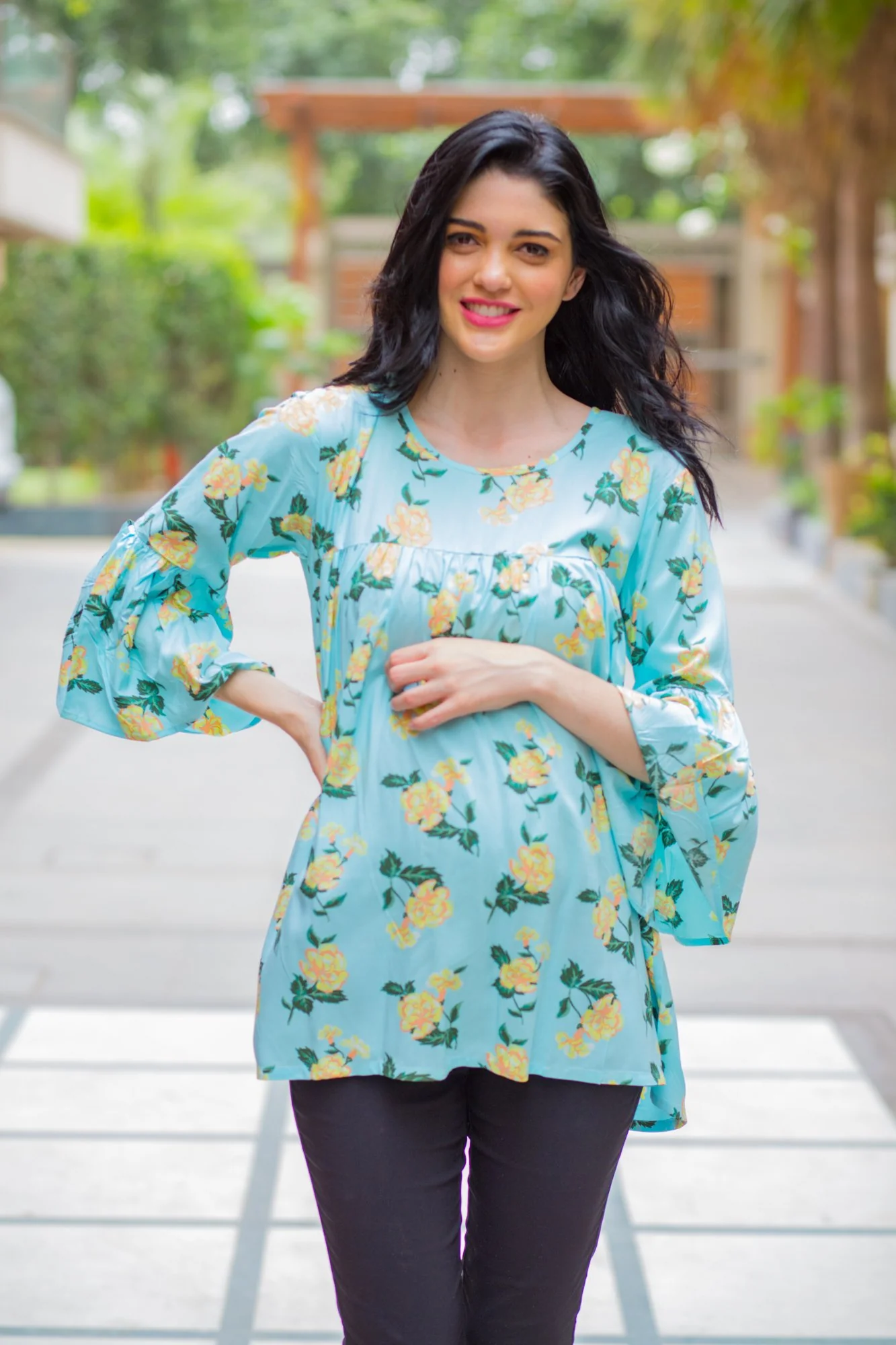 Mint Yellow Bloom Maternity Top - Chenance