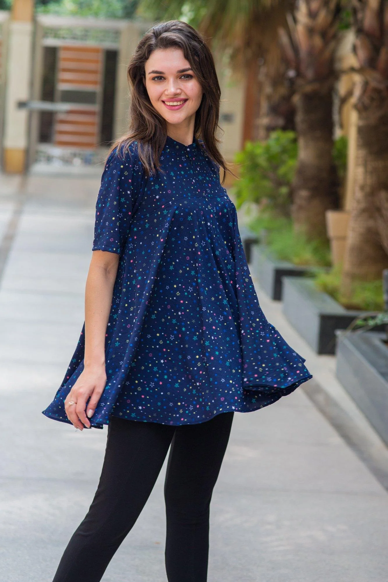 Sparkling Starry Flowing Nursing Top - Chenance