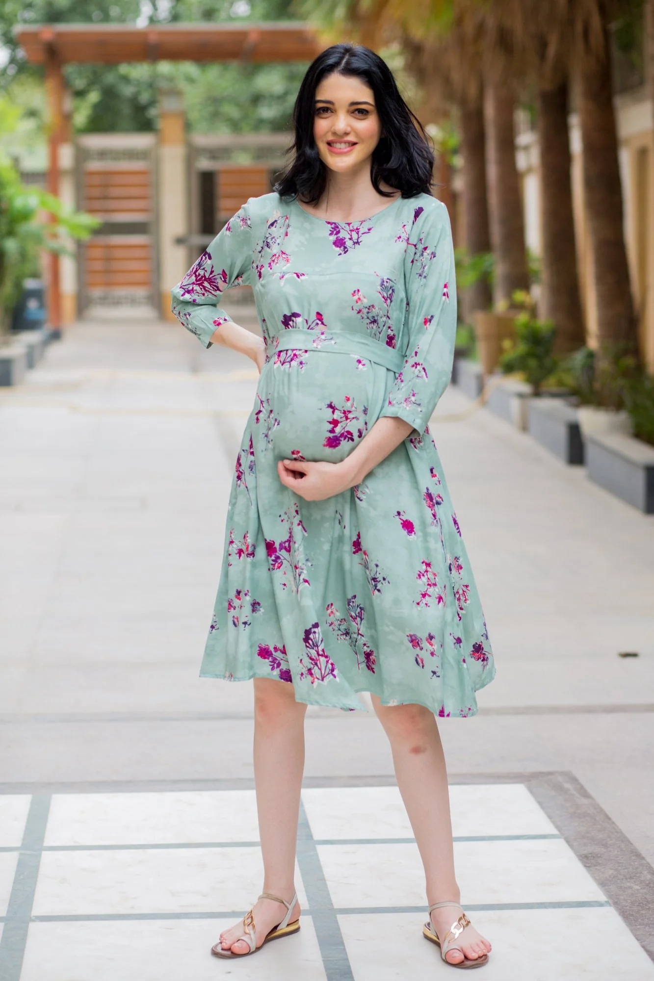 Fresh Mint Maternity & Nursing Horizontal Zip Dress - Chenance