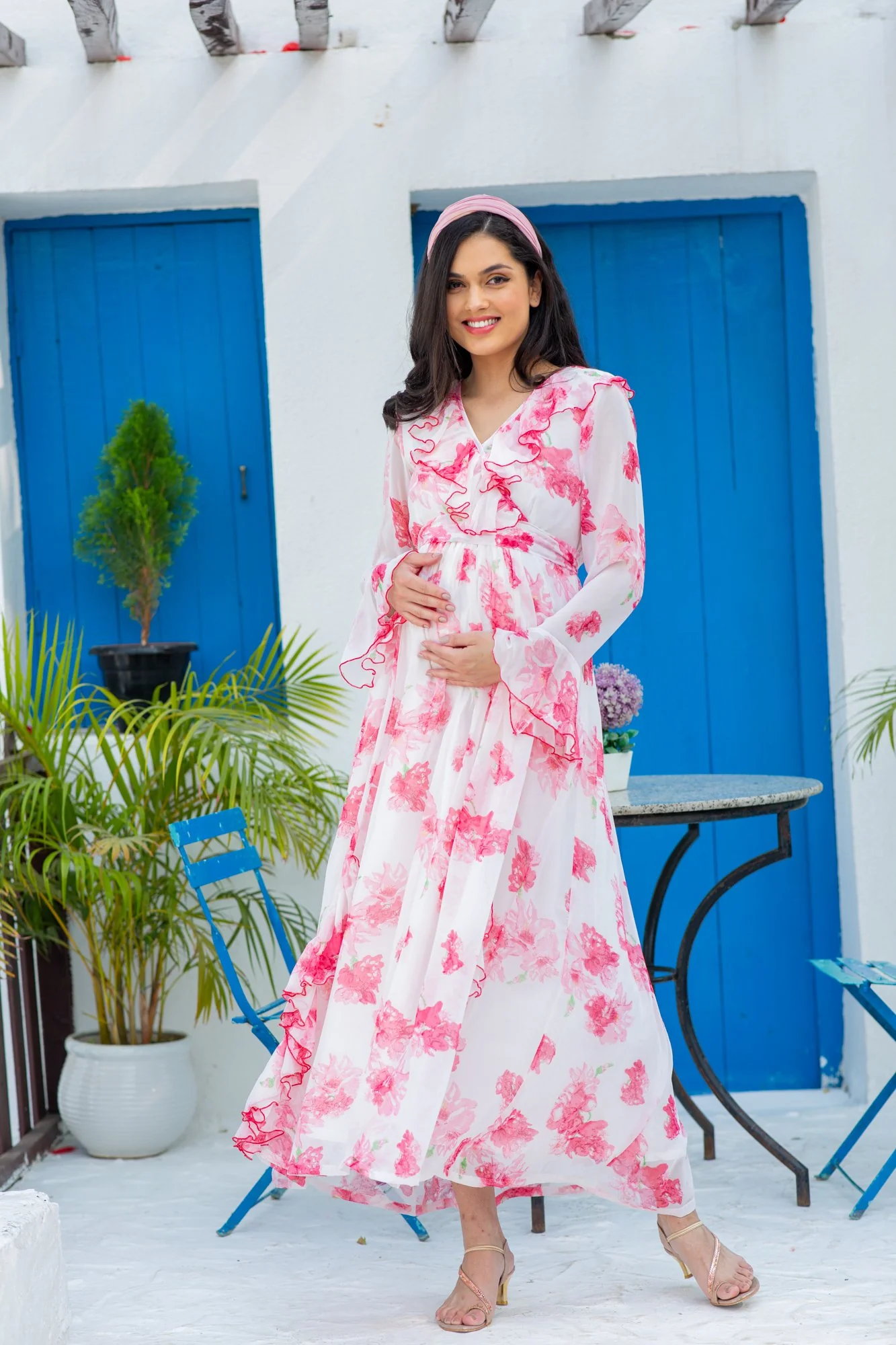 Angelic Rose Blush Maternity & Nursing Frill Dress - Chenance