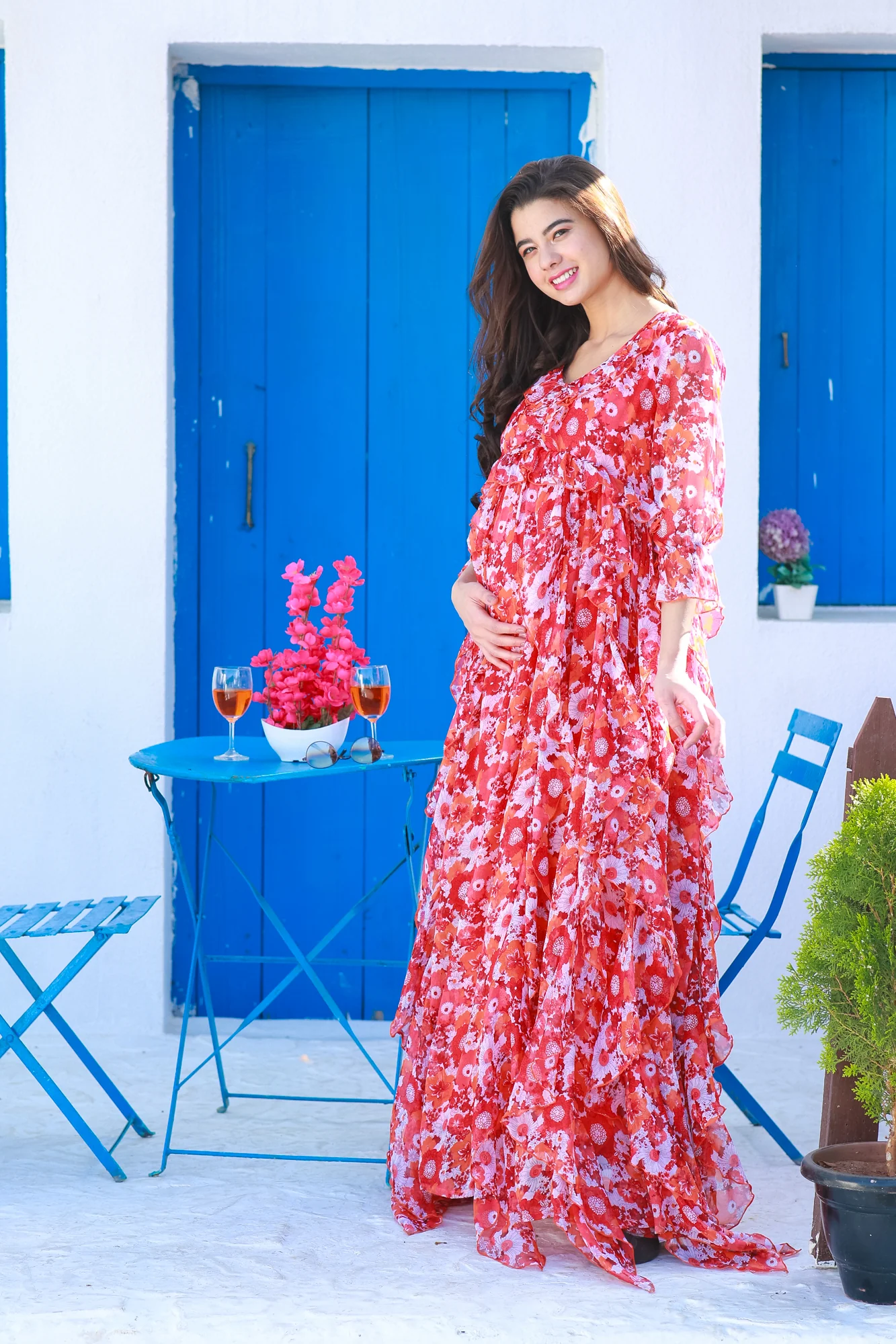 Cascading Cherry Bloom Maternity & Nursing Dress - Chenance