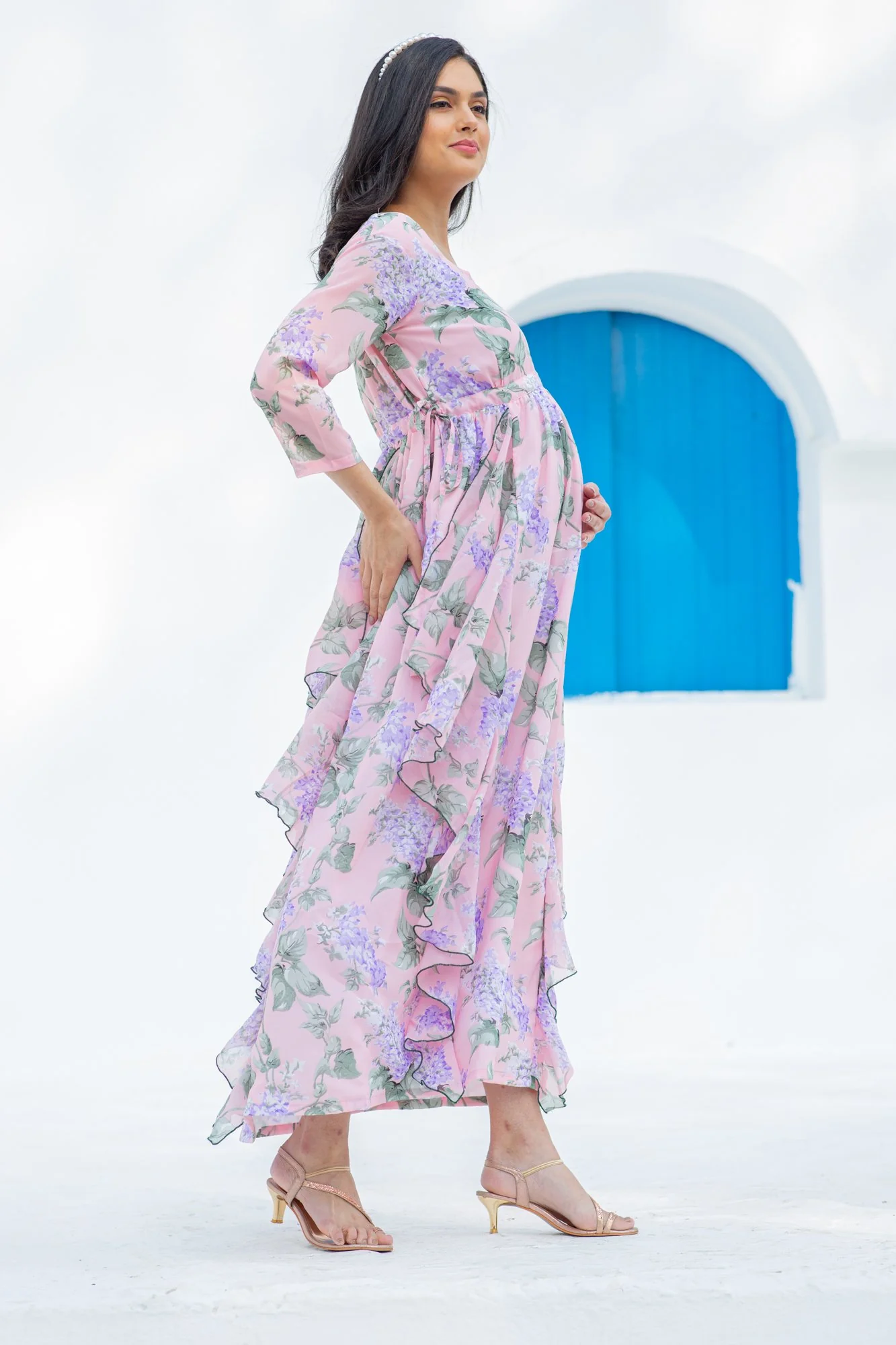 Serene Blossom Maternity & Nursing Flow Dress - Chenance