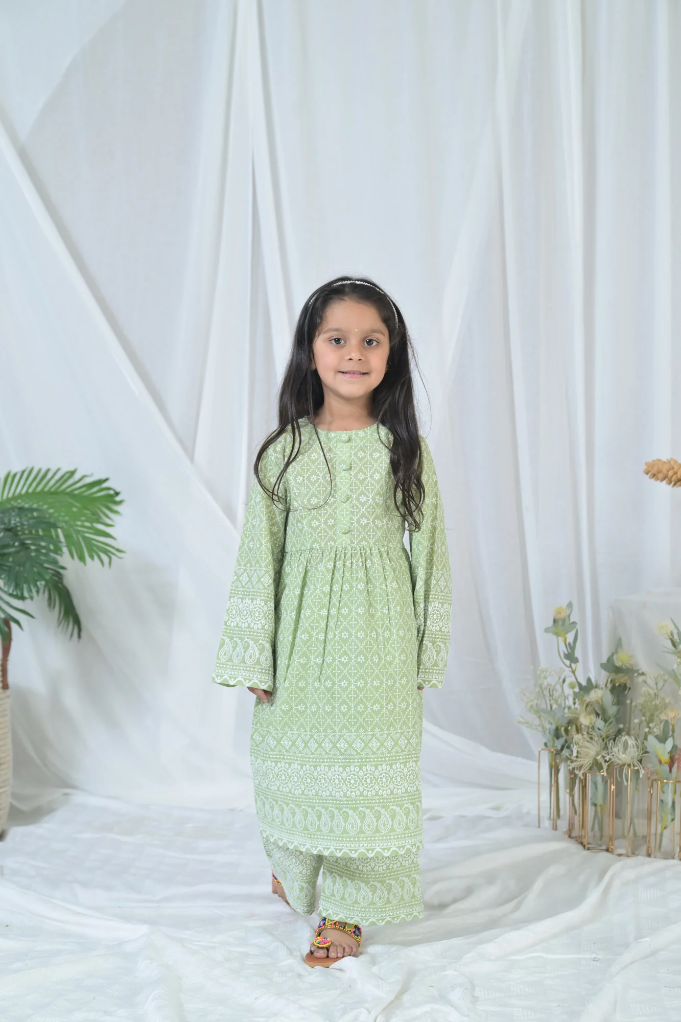 Winsome Olive Green Kurta Set (2pc) (0-12 Yrs) - Chenance