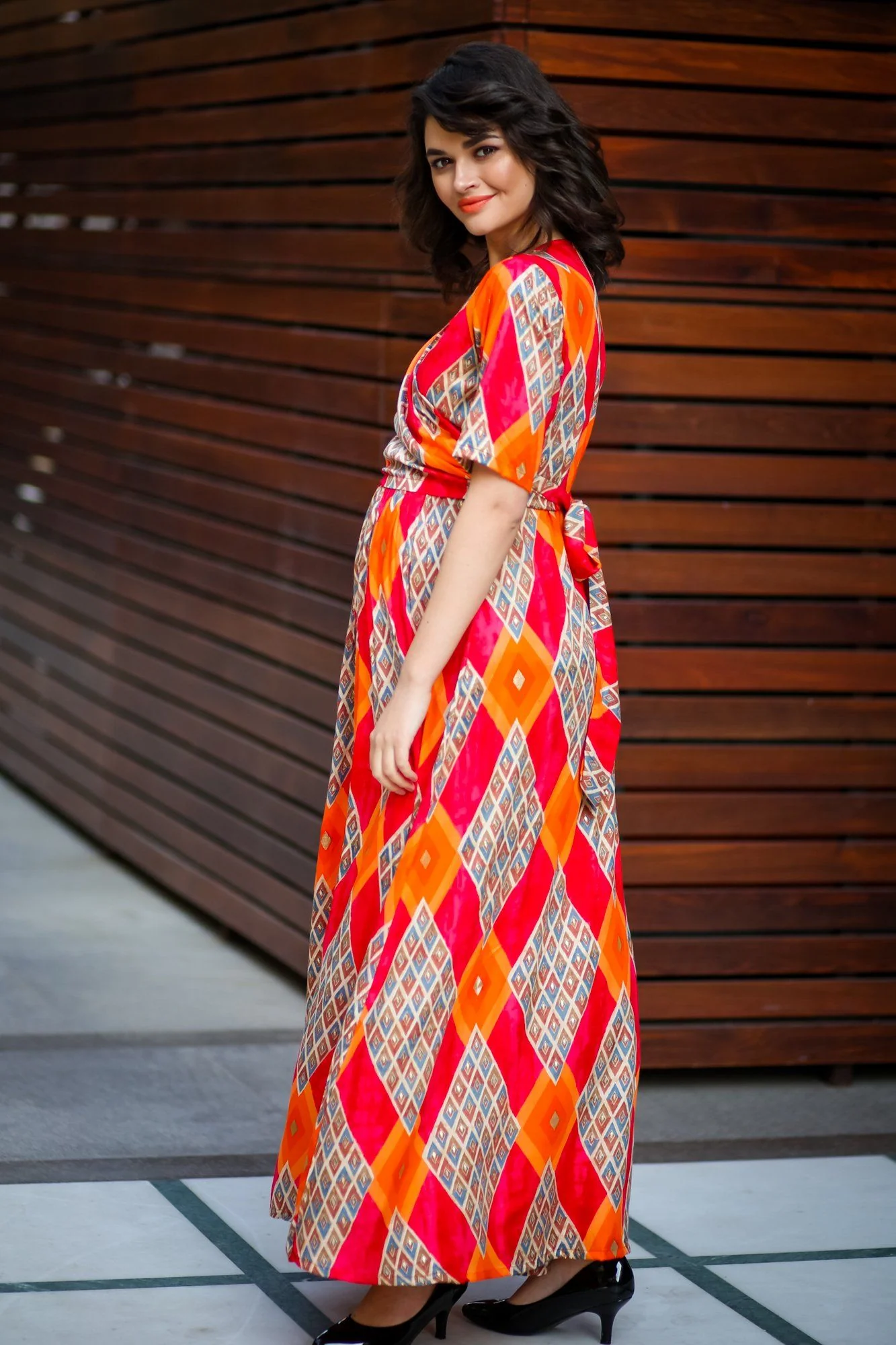 Trinity Orange Maternity & Nursing Wrap Dress - Chenance