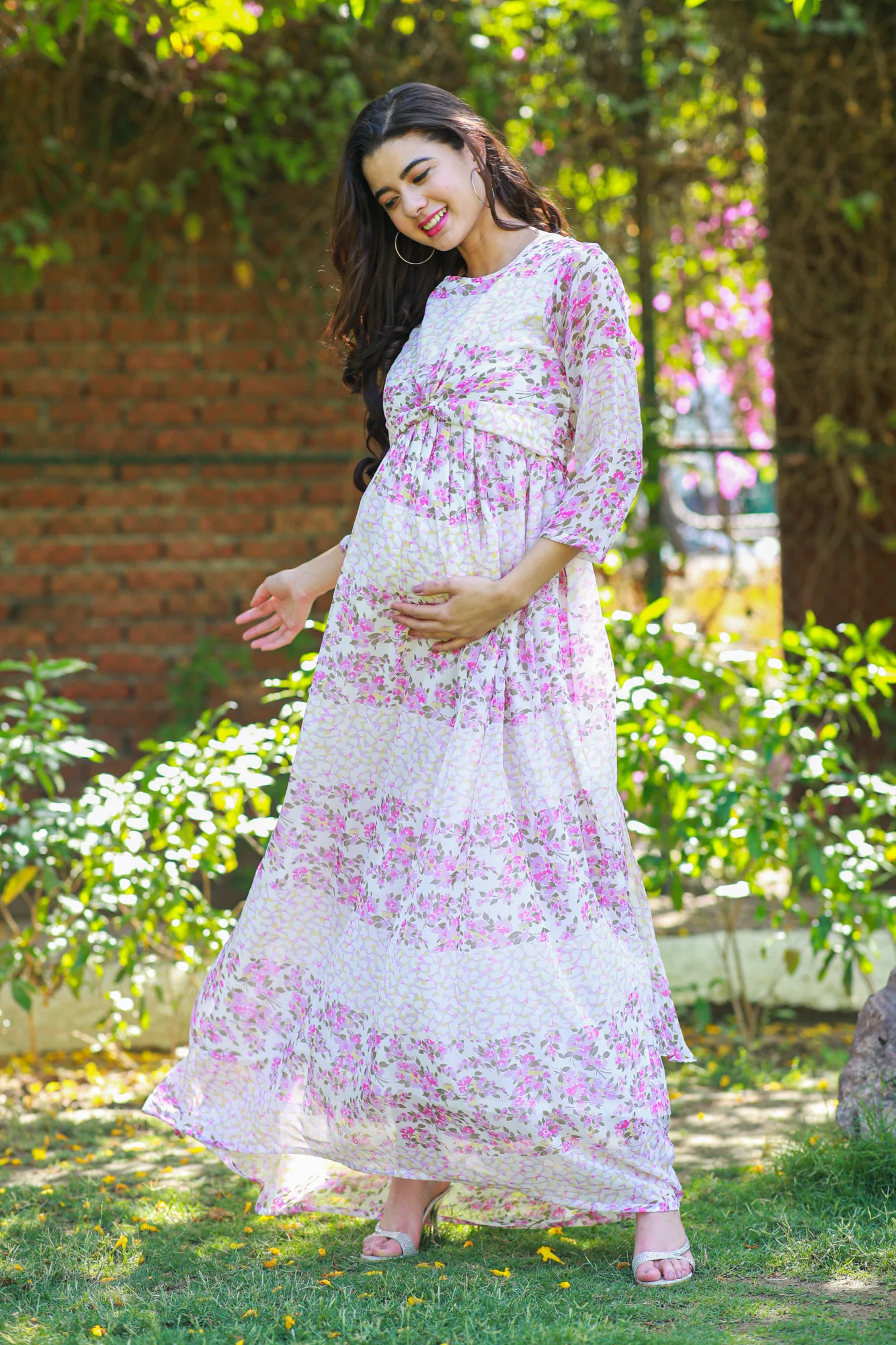 Luxe Rosy Pink Maternity Knot Dress - Chenance
