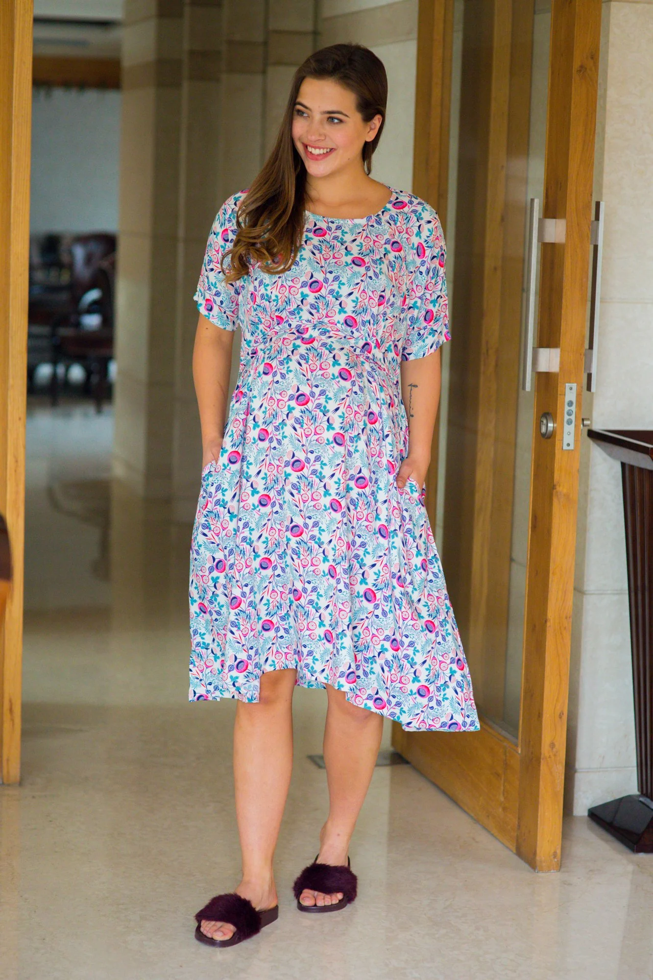 Set of 2 - Cute Candy Shoulder Snap Delivery Gown + Matching Baby Swaddle - Chenance