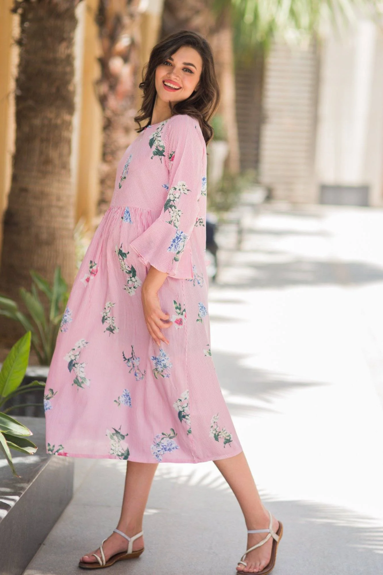 Scarlet Striped Boho Maternity & Nursing Dress - Chenance