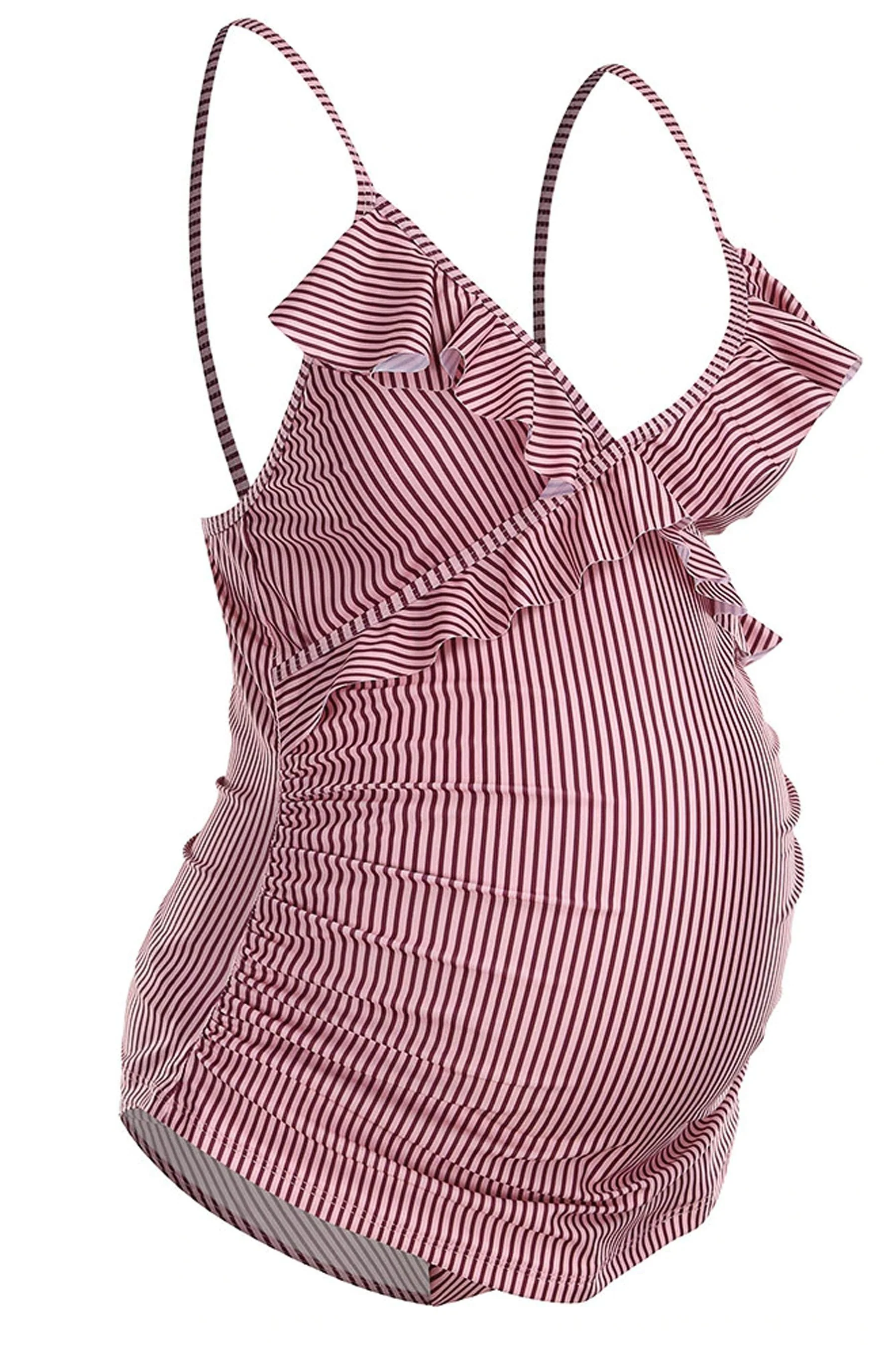 Fresh Striped Ruffle Maternity Tankini Swimwear (Set of 2) - Chenance