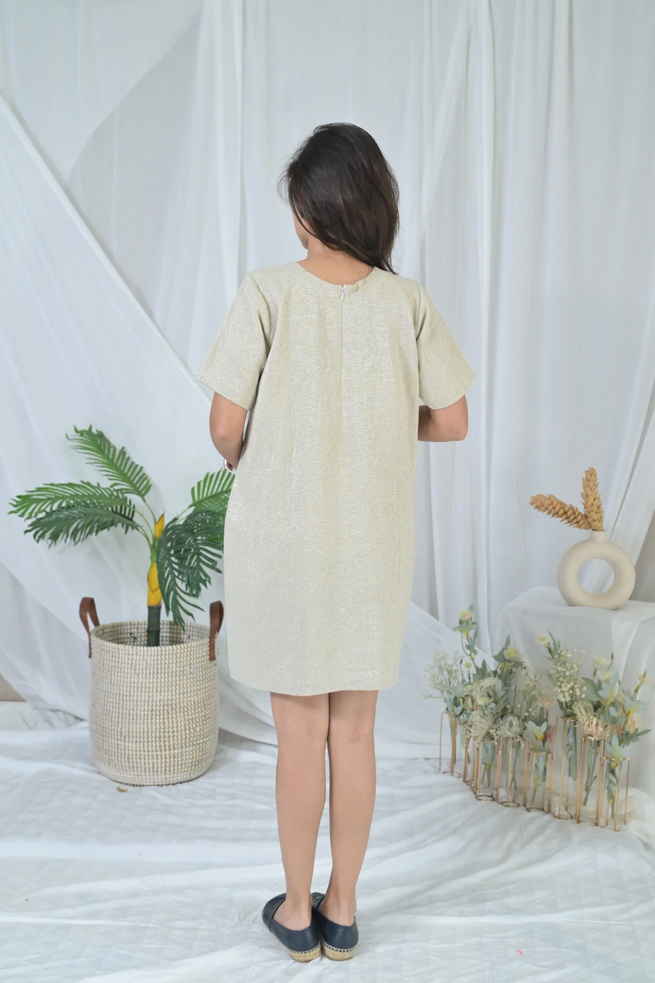 Luxe Silver Spark Linen Maternity Dress - Chenance